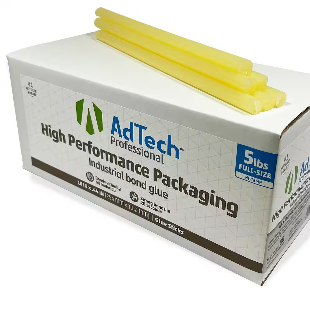 10 In. Glue Sticks Professional High Performance Packaging Industrial Bond High Temp Hot Amber (5 Lbs. Bulk Pack)