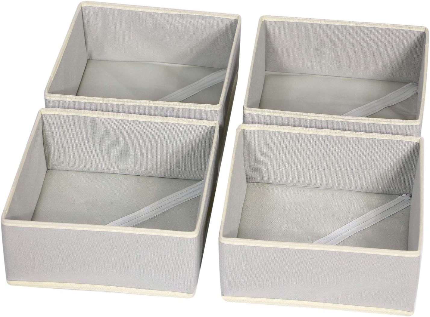Foldable Cloth Storage Box Closet Dresser Drawer Organizer Fabric Baskets Bins Containers Divider for Clothes Underwear Bras Socks Clothing,Set of 4 Grey 400