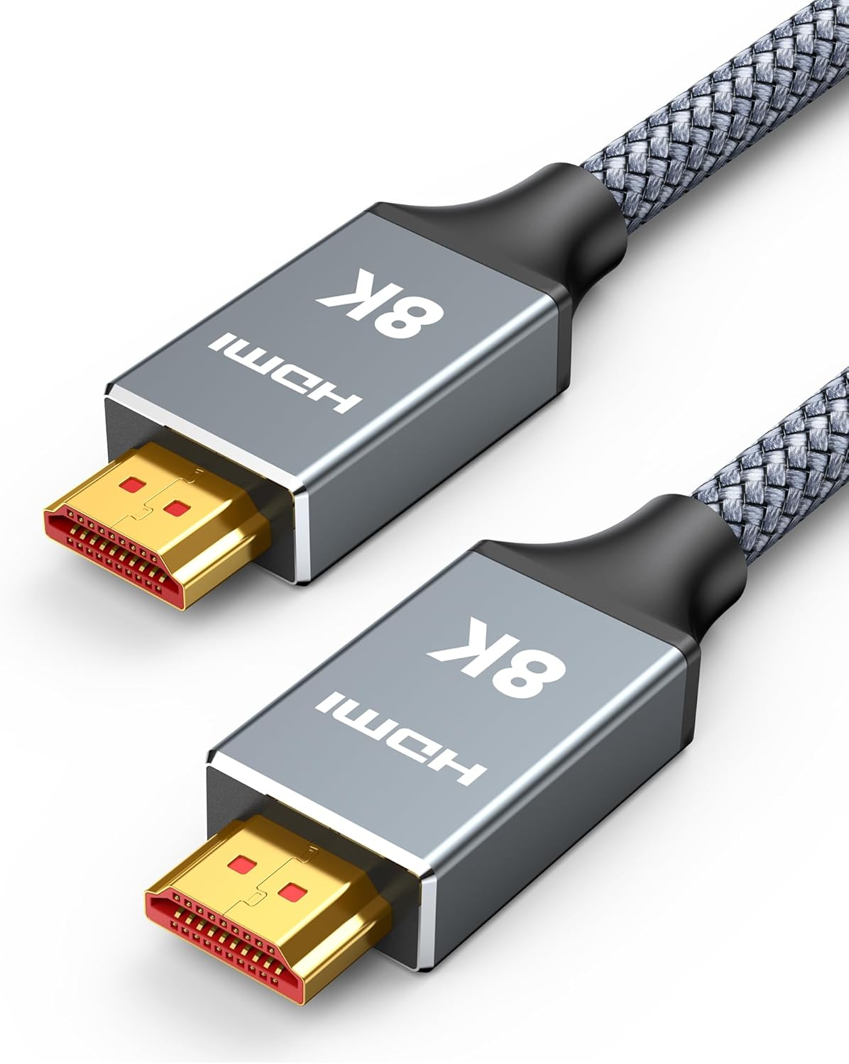 2Ft 8K 4K@120Hz HDMI Cable 2.1, 48Gbps High Speed Cord for PS5/4, TV, Gaming Console, Monitor, 8K@60Hz, 2K@240Hz, 144Hz, Support HDR, Earc, DTS:X, HDCP 2.2 & 2.3, Braided, Grey