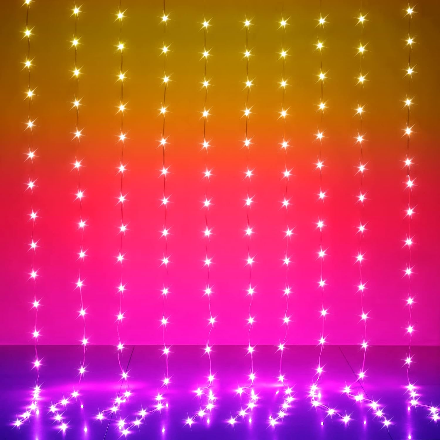 LED Curtain Lights, 10Ft X 10Ft 300 LED RGB Color Changing String Fairy Lights Curtain with Smart APP Control, Music & Voice Sync for Bedroom Backdrop Indoor Outdoor Christmas Decorations