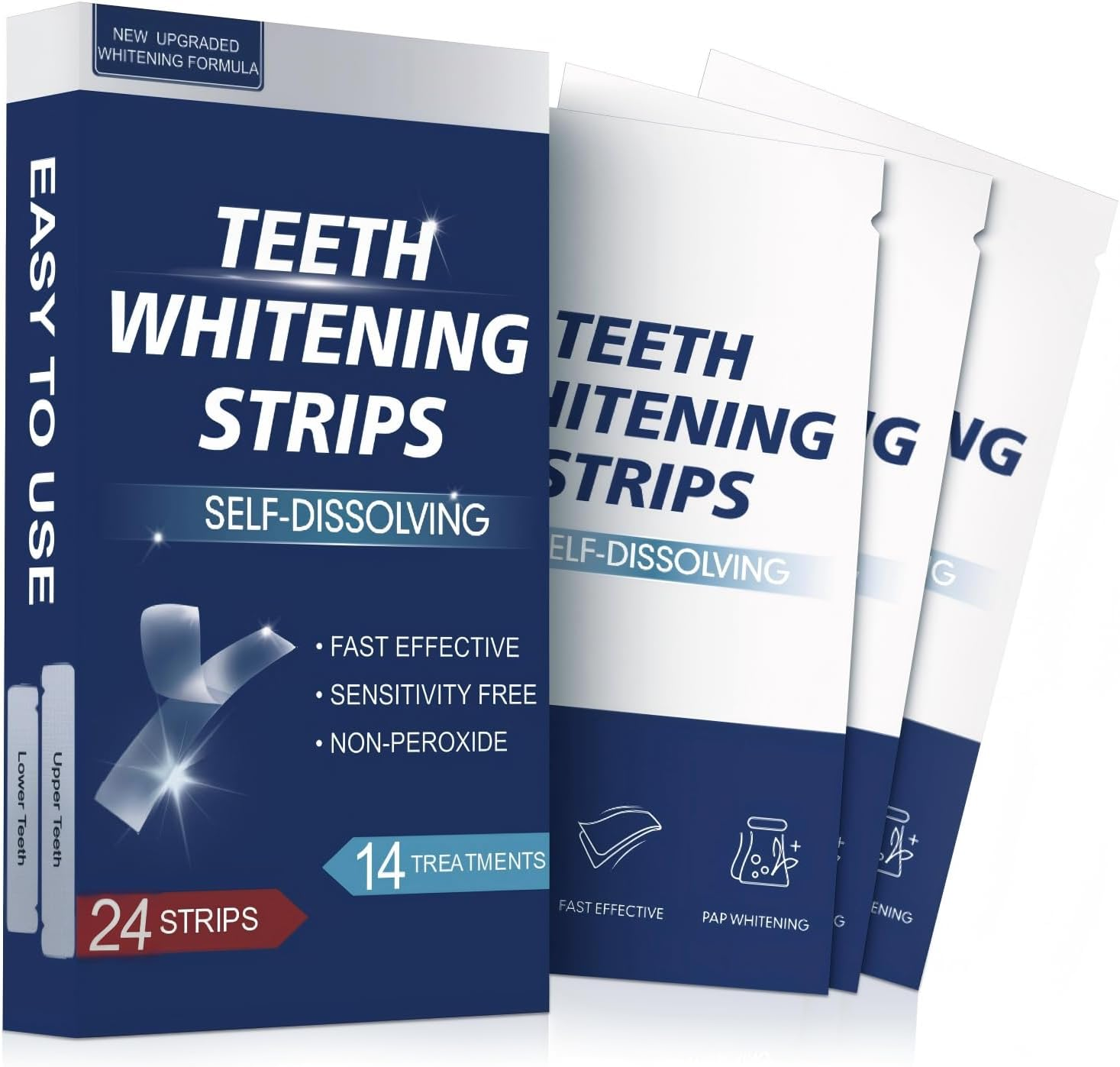 Teeth Whitening Strips Self-Dissolving, 24 Strips,