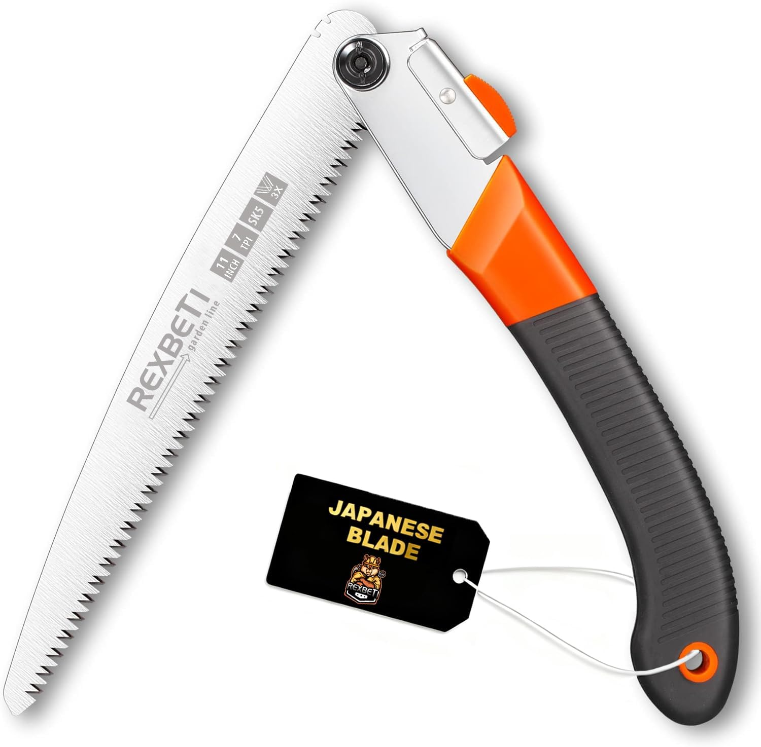 REXBETI Folding Saw, Heavy Duty 11 Inch Extra Long Blade Hand Saws for Wood Camping, Dry Wood Pruning Saws with Hard Teeth, Quality SK-5 Steel, Gifts for Men