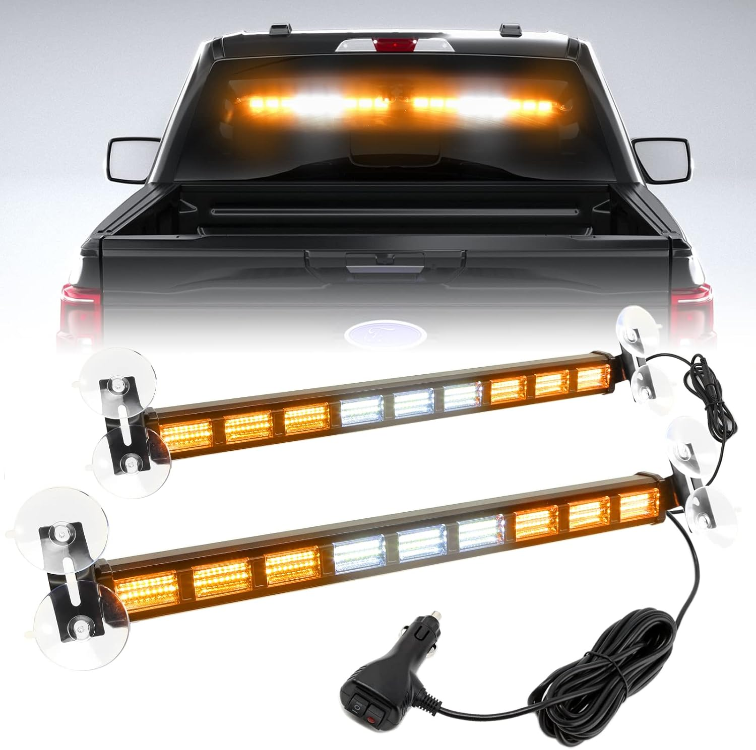 4-Color Emergency Strobe Light Bar, 162 LED Visor Flashing Warning Lamp