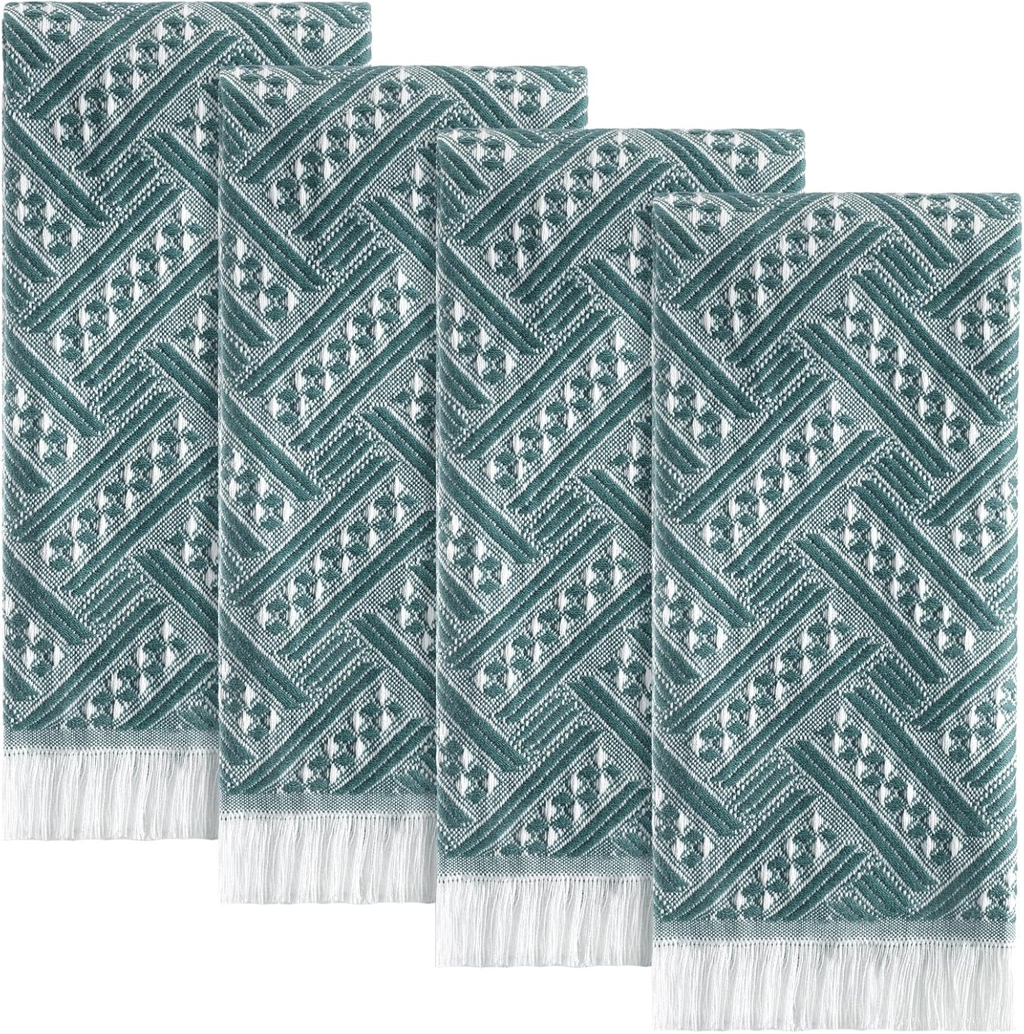 4 Pack Boho Bathroom Hand Towel 14 x 30 Inch 100% Turkish Cotton Decorative Boho Kitchen Hand Towel Farmhouse Bathroom Decor Set Absorbent Soft Guest Tea Gift