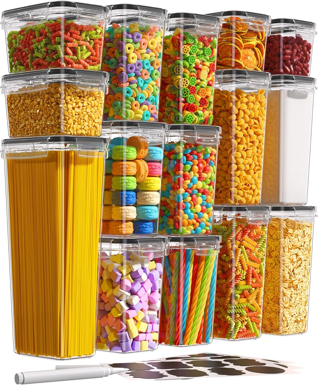 15 Pack Airtight Food Storage Containers with Lids, Kitchen Pantry Organizers an