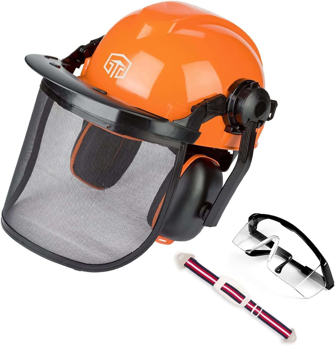 Chainsaw Helmet with Safety Face Shield and Ear Muffs, Helmet for Chainsaw Use, Safety Helmet Removable Anti-Fog Goggles by
