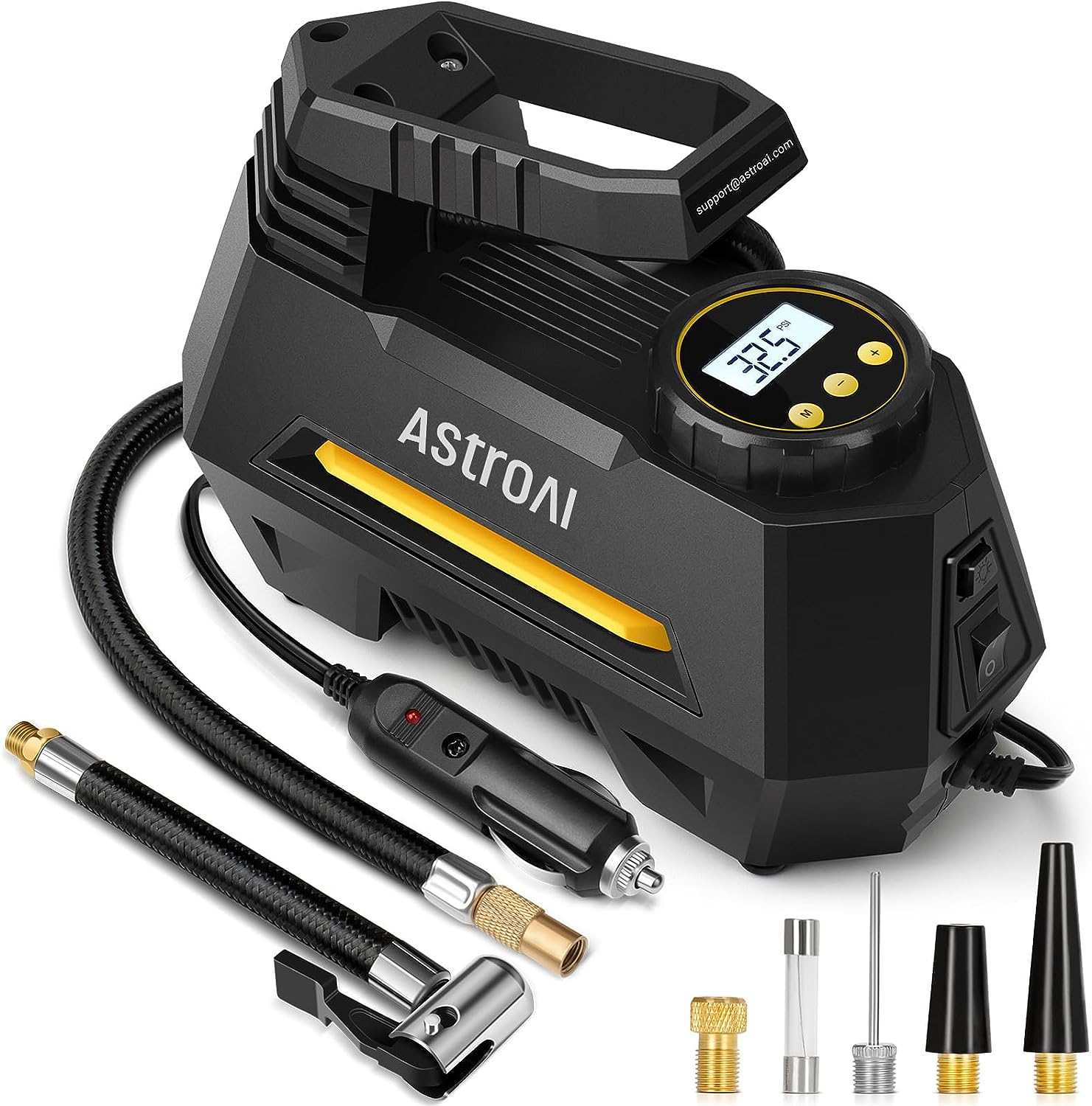 Portable Cordless Tire Inflator Air Compressor - 150 PSI, Rechargeable, Fast Inflation For Car, Bike, Balls, With LED Light & Gauge