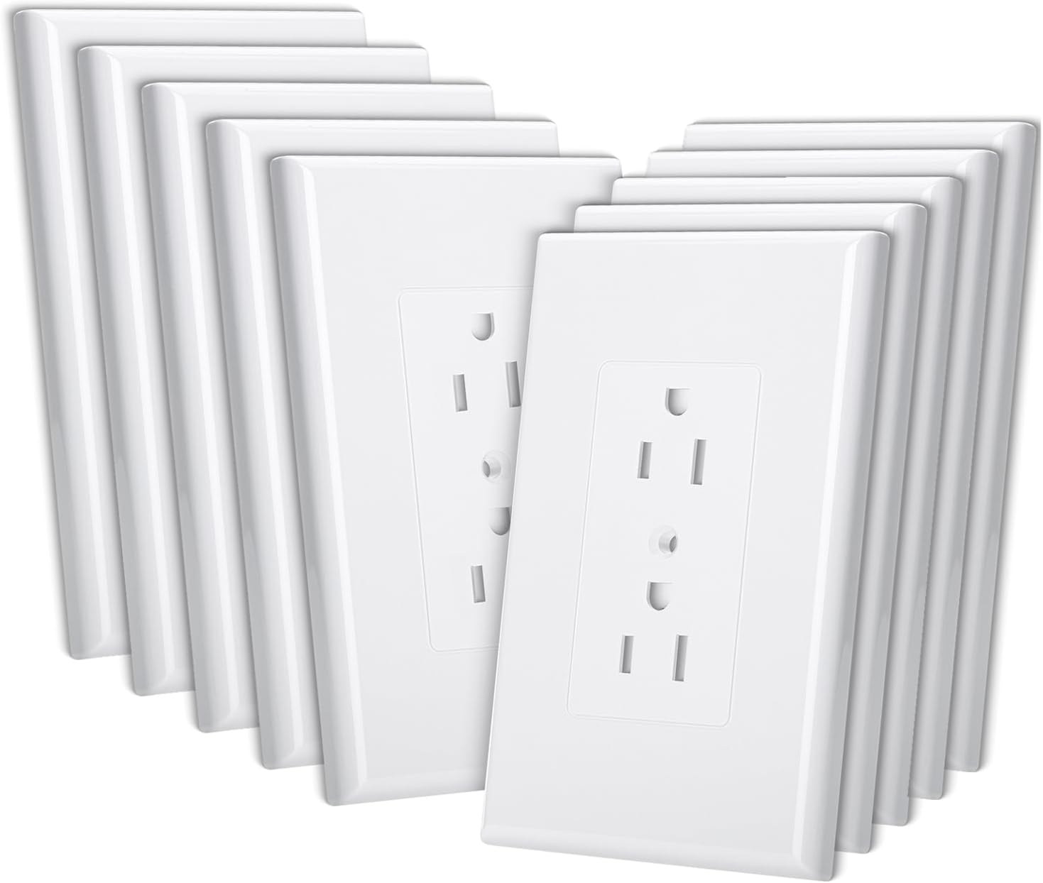 Duplex Wall Plate, 10 Pack, White, 3.18 inches (W) x 4.98 inches (H), Wall Plates, Wall Outlet Cover