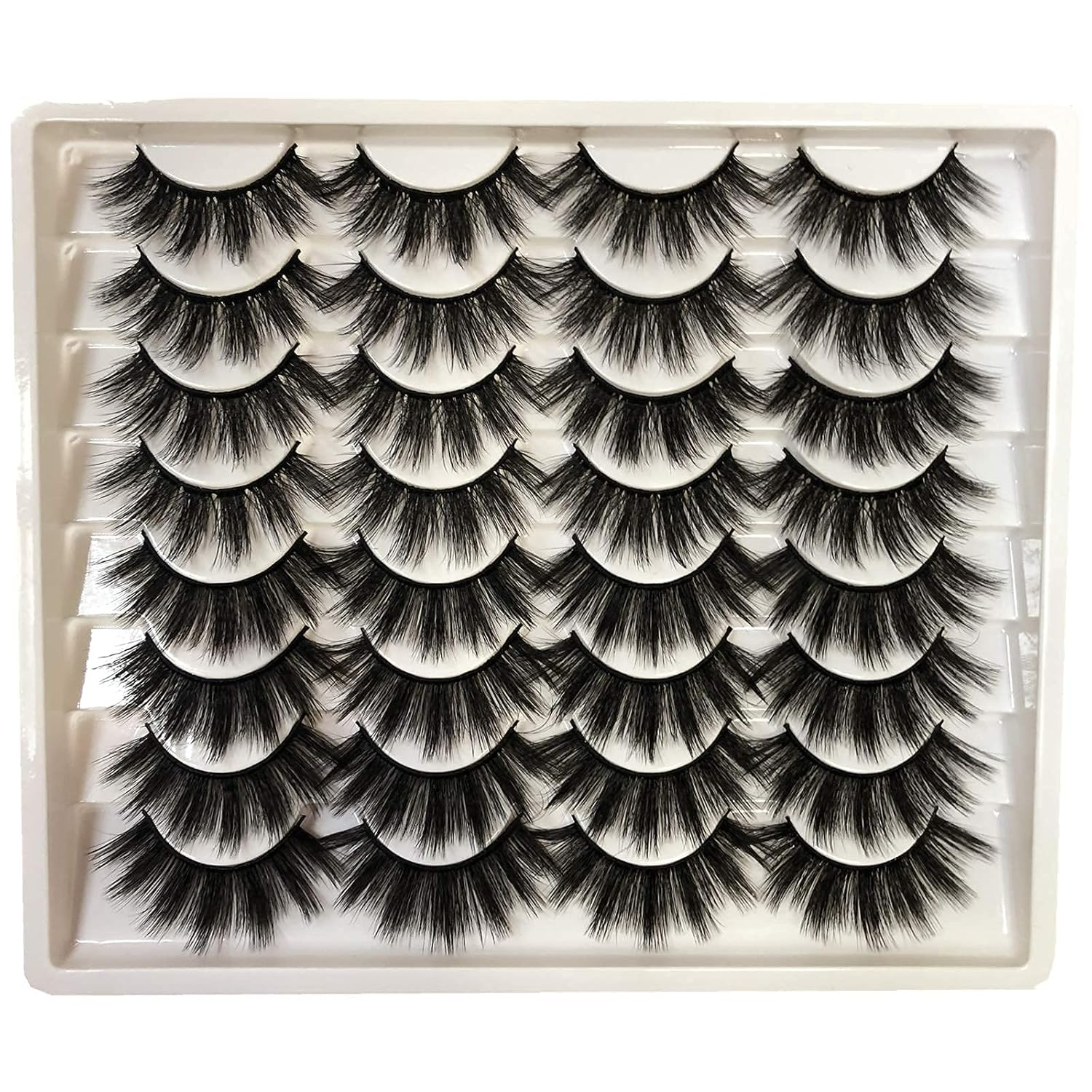 False Eyelashes 20MM Thick Mink Lashes Pack 16 Pairs Dramatic Fake Eyelashes 2 Styles 5D Long Soft Handmade Eye Lashes Multipack