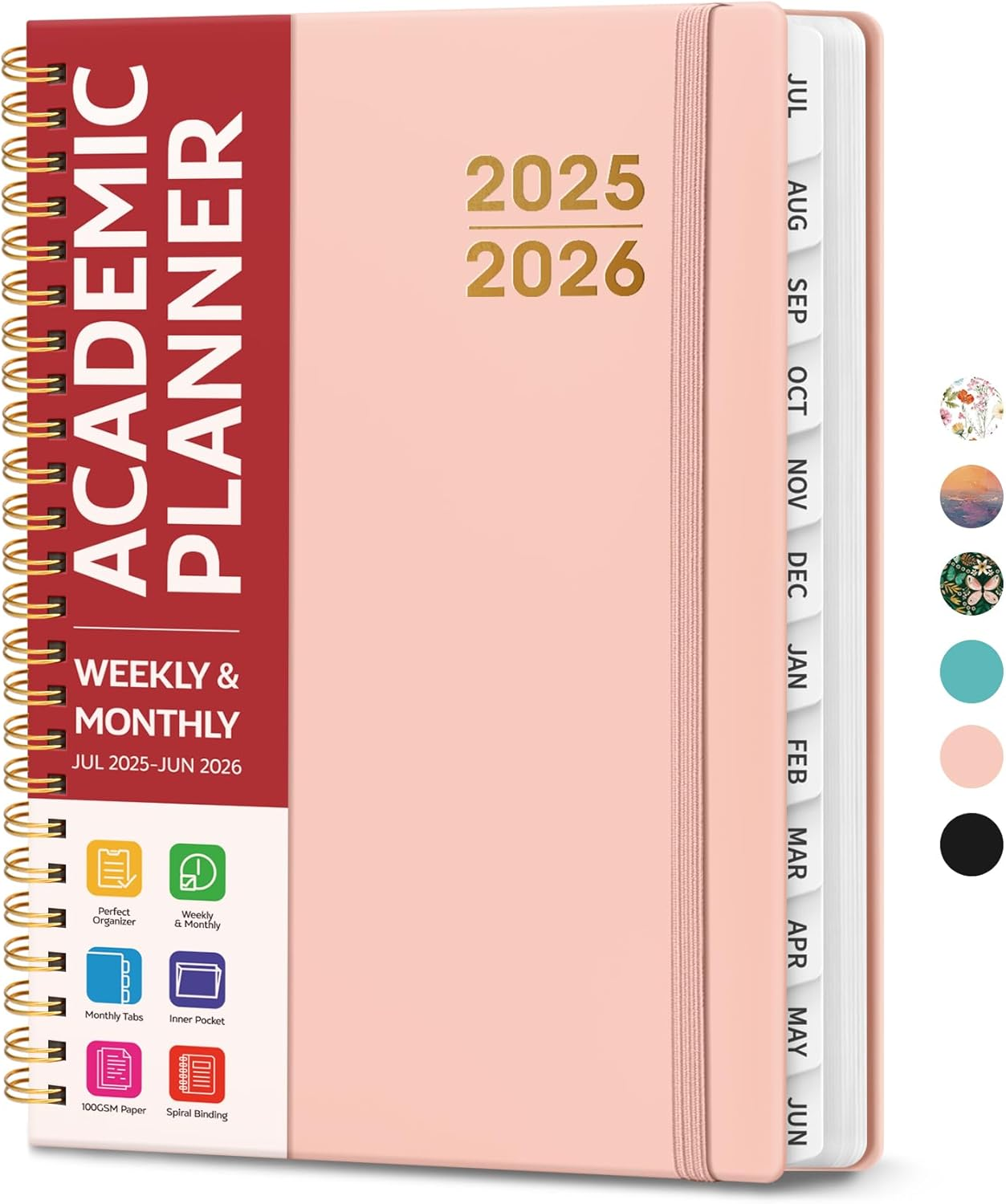 Academic Planner 2025-2026 for Women & Men, Monthly and Weekly Calendar Planner, Jul 2025 - Jun 2026, A5 (6.3