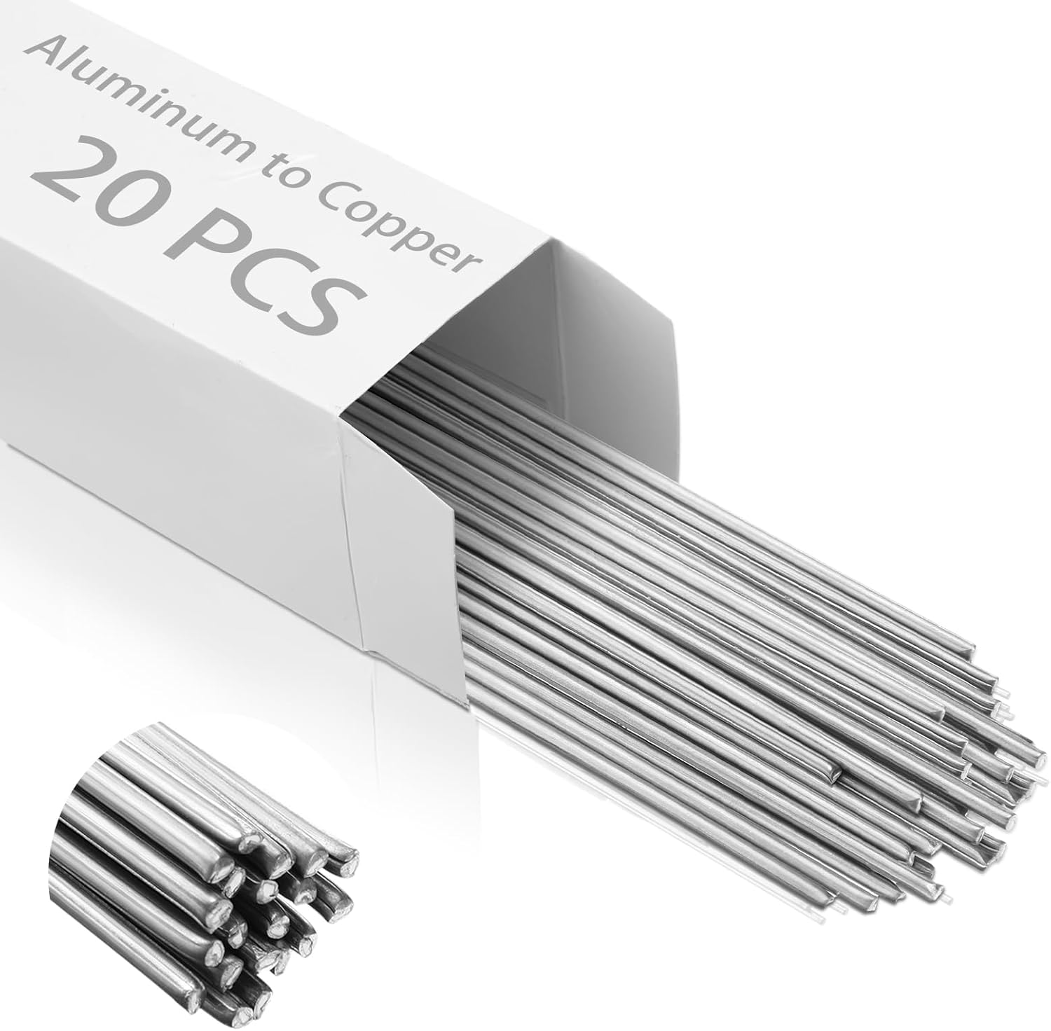 20 Pcs 7.87 Inches Aluminum to Copper Brazing Rods Copper Aluminum Welding Rods Low Temperature Aluminum Soldering Rods for Appliance Air Conditioner Aluminum Copper Repair