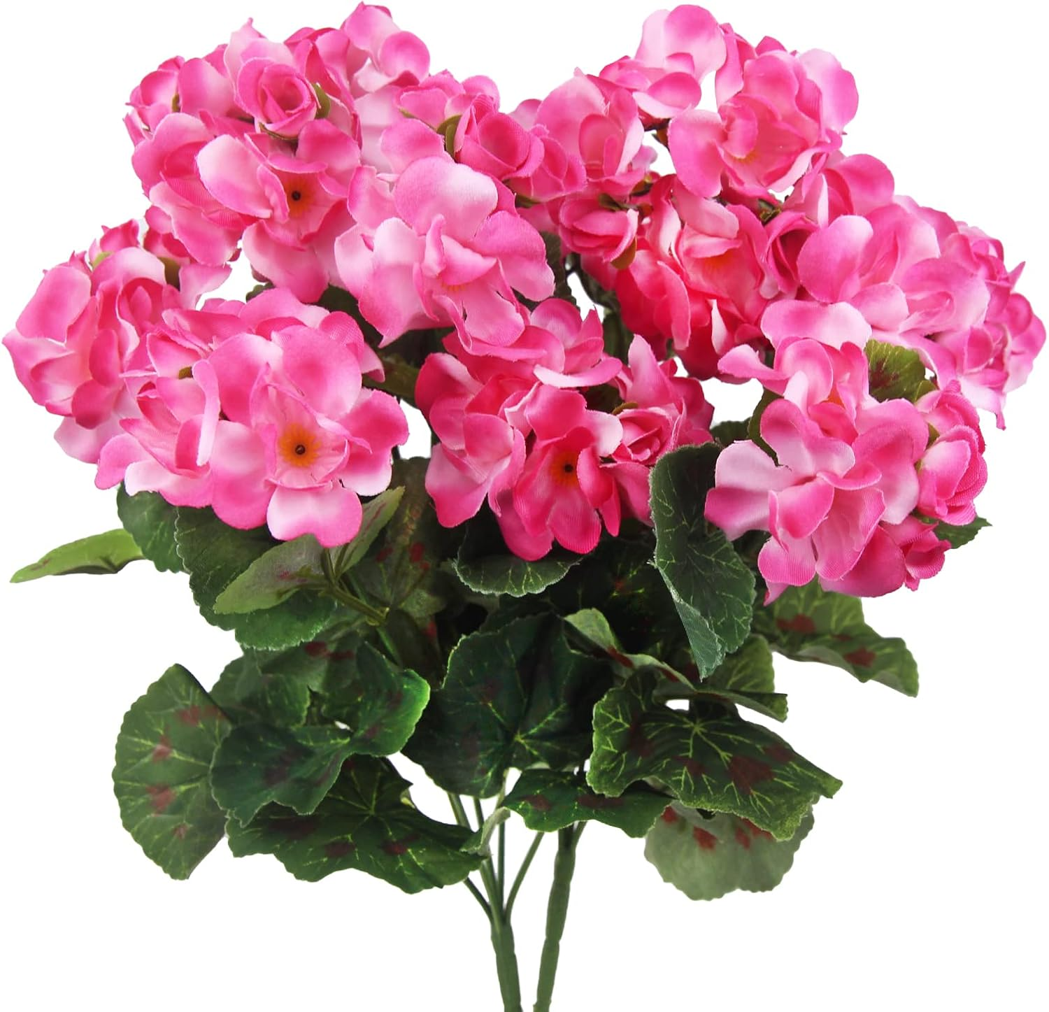 CISDUEO 2 Pcs Artificial Geraniums Outdoor Silk Flowers Pink Artificial Geranium Bush Faux Flowers Geraniums for Floral Home Decor Indoor Garden Patio Grave Cemetary Vase Table Centerpiece