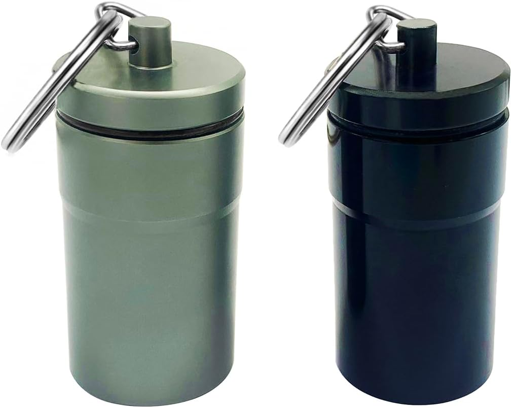 2 Packs 100 Tablets Nitro Bottle Holder, Waterproof Metal Pill Bottle Container Capsule Match Container for Geocaching Quarters Cash Hider Storage Tubes/Fishing/Garden/Yard Hiding