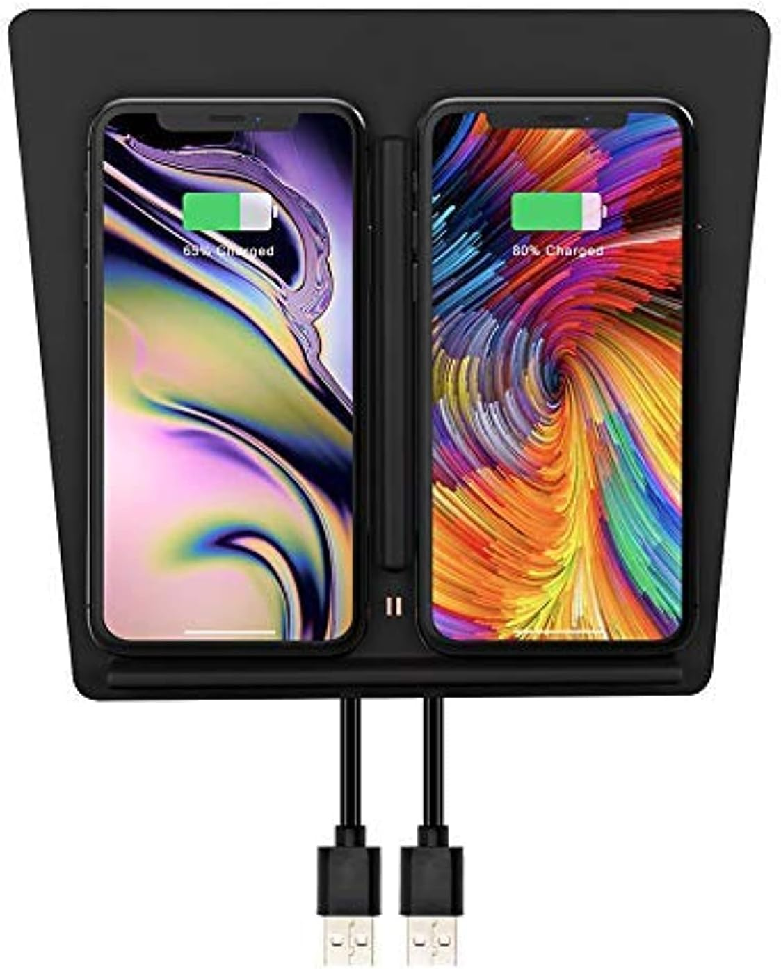 TAPTES Wireless Charger for Tesla Model 3 2017 2018 2019 2020, Dual Phone Charging Pad for Tesla Model 3 Accessories, Car Center Console Interior, Compatible with Iphone & Smartphones, Black