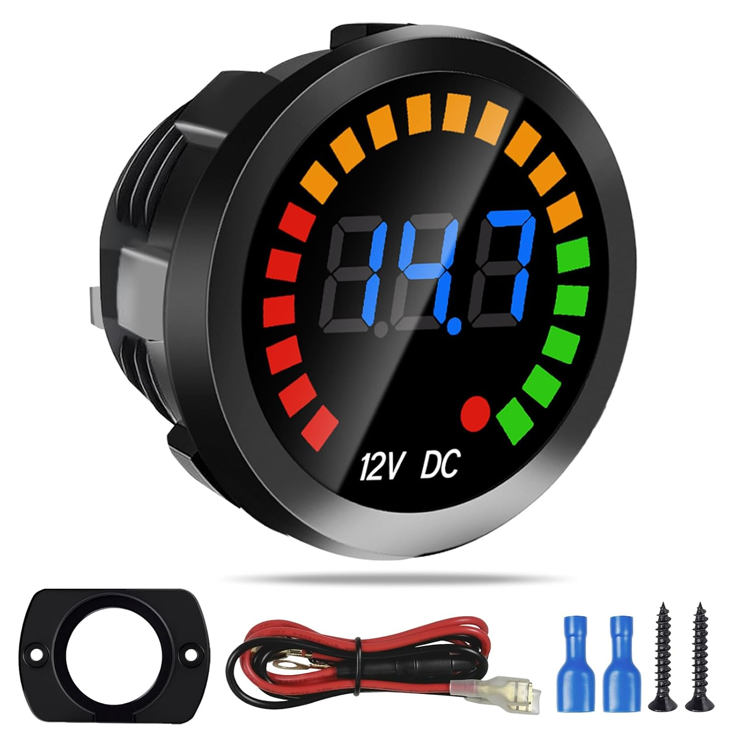 Voltimetro LED digital 12V impermeable panel con placa cables y terminales