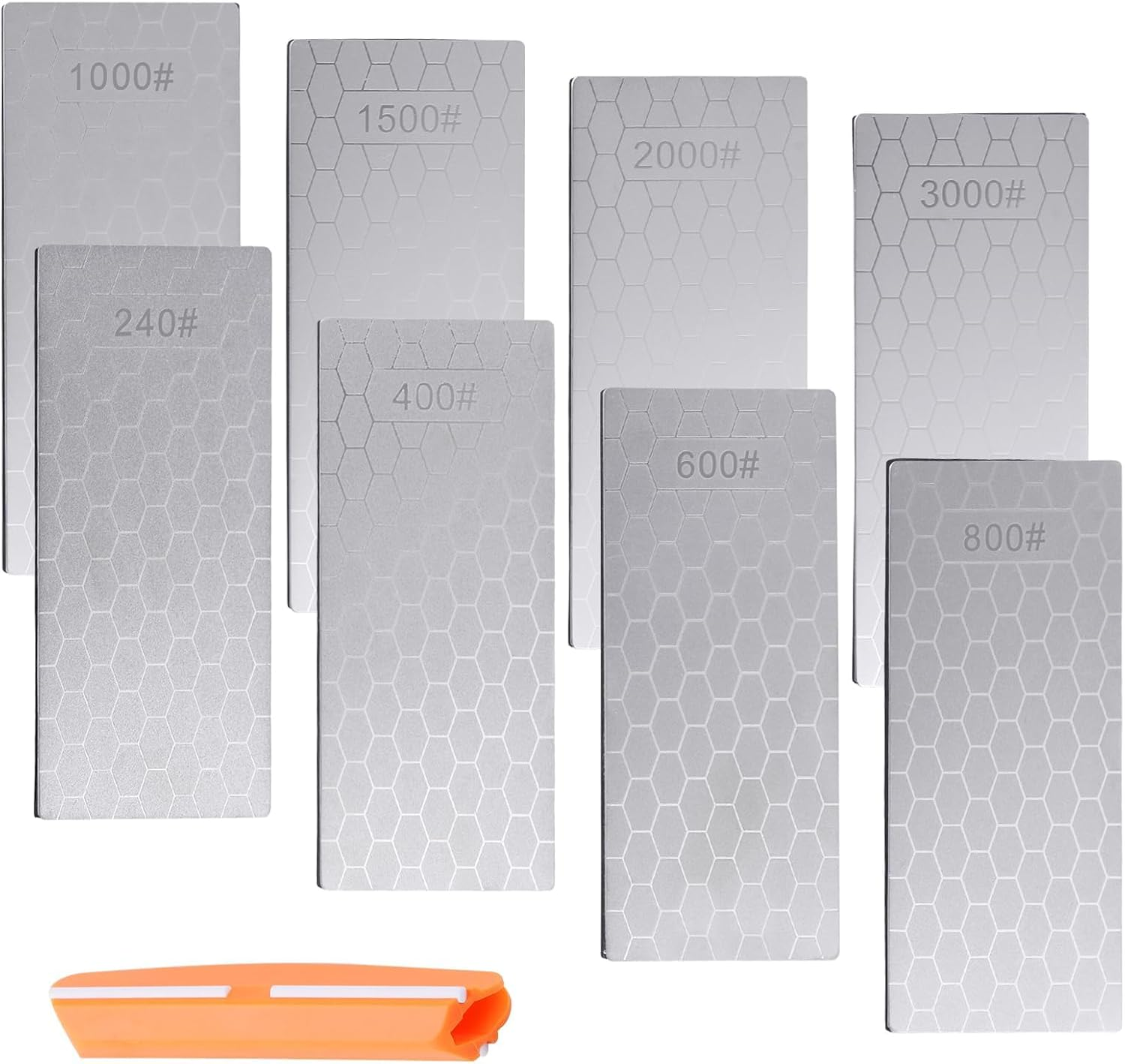 8 Piece Diamond Whetstone Set 240/400/600/800/1000/1500/2000/3000 Grit Diamond Polishing Wheel Set Facing Finish Double Sided Whetstone Diamond Finishing Whetstone Set Diamond Wrapping Plate