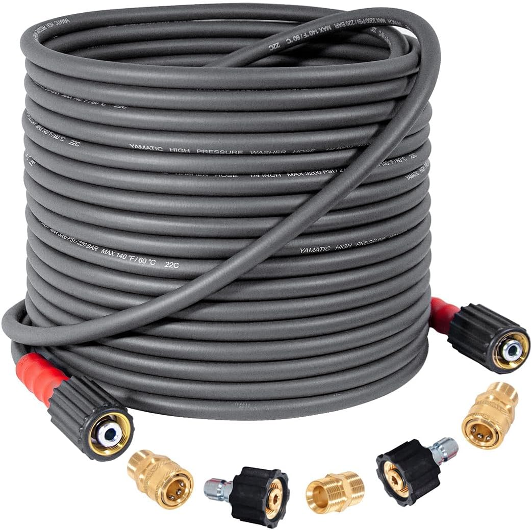 Manguera hidrolavadora superflexible 50 pies x 1/4 resistente a las torceduras