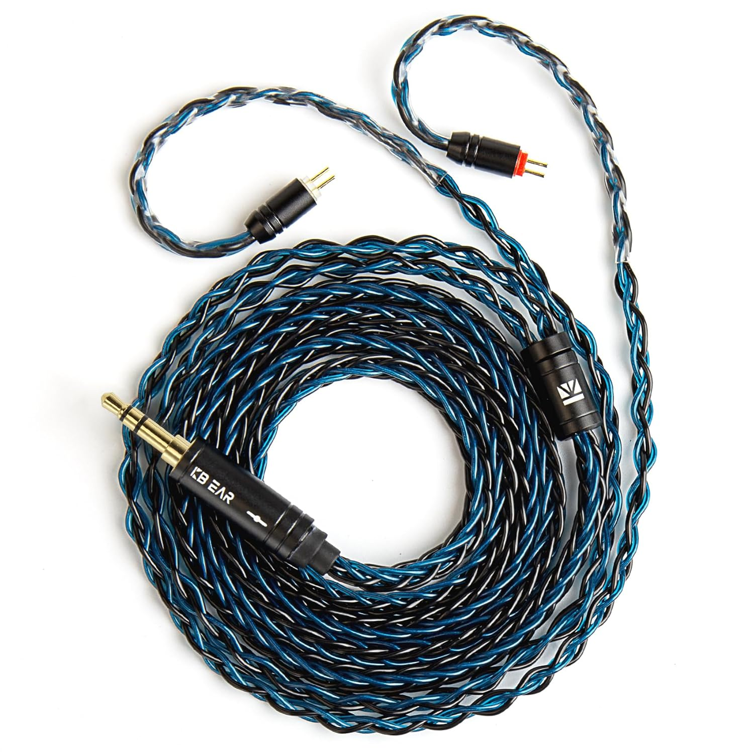 KBEAR ST12 2Pin IEM Cable, in Ear Monitor Replacement Earbuds Earphone Cable, 8 Core 4N OFC Silver-Plated Headphone Wire Extension Cord for KZ ZST/AS10/ES4/ZS10/ZST-X CCA C10 (Black-Blue, 2PIN 3.5MM)