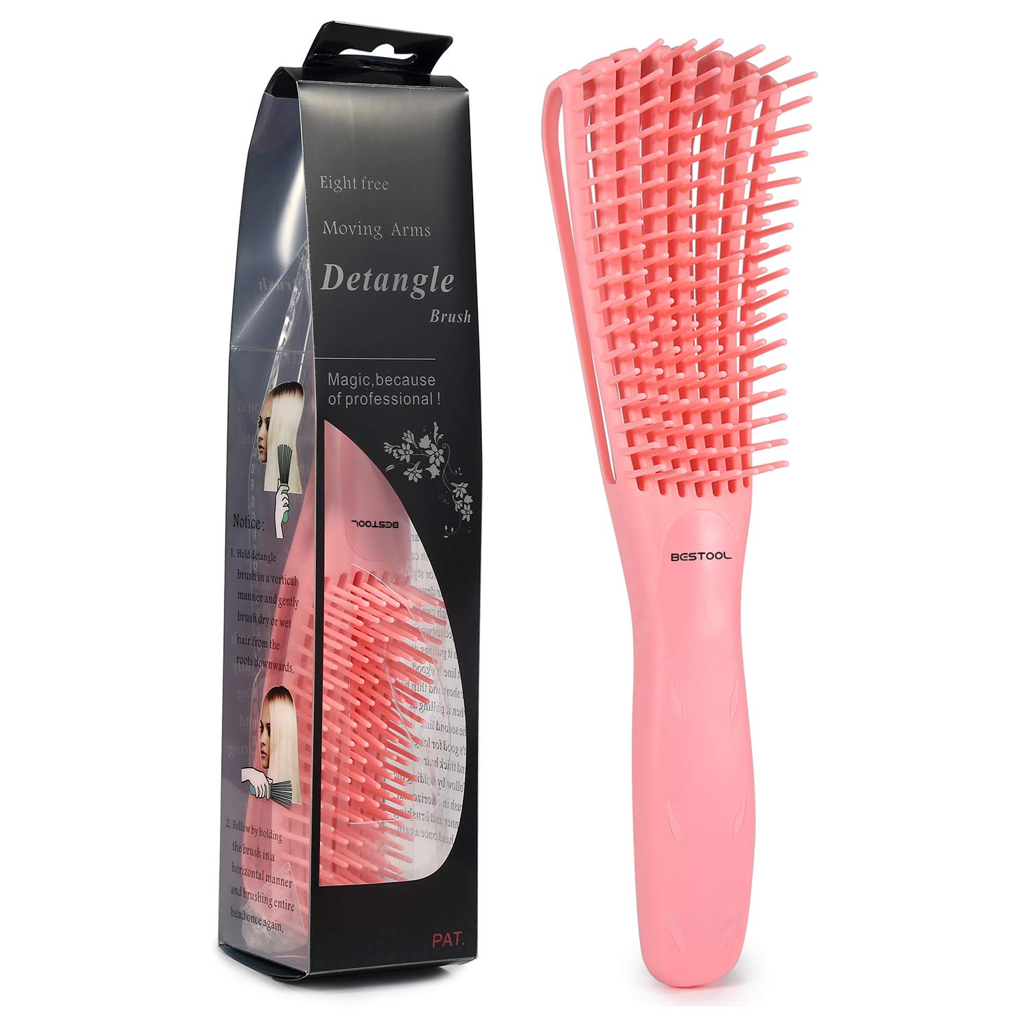 Detangling Hair Brush for Natural Black & Curly Hair – Pink