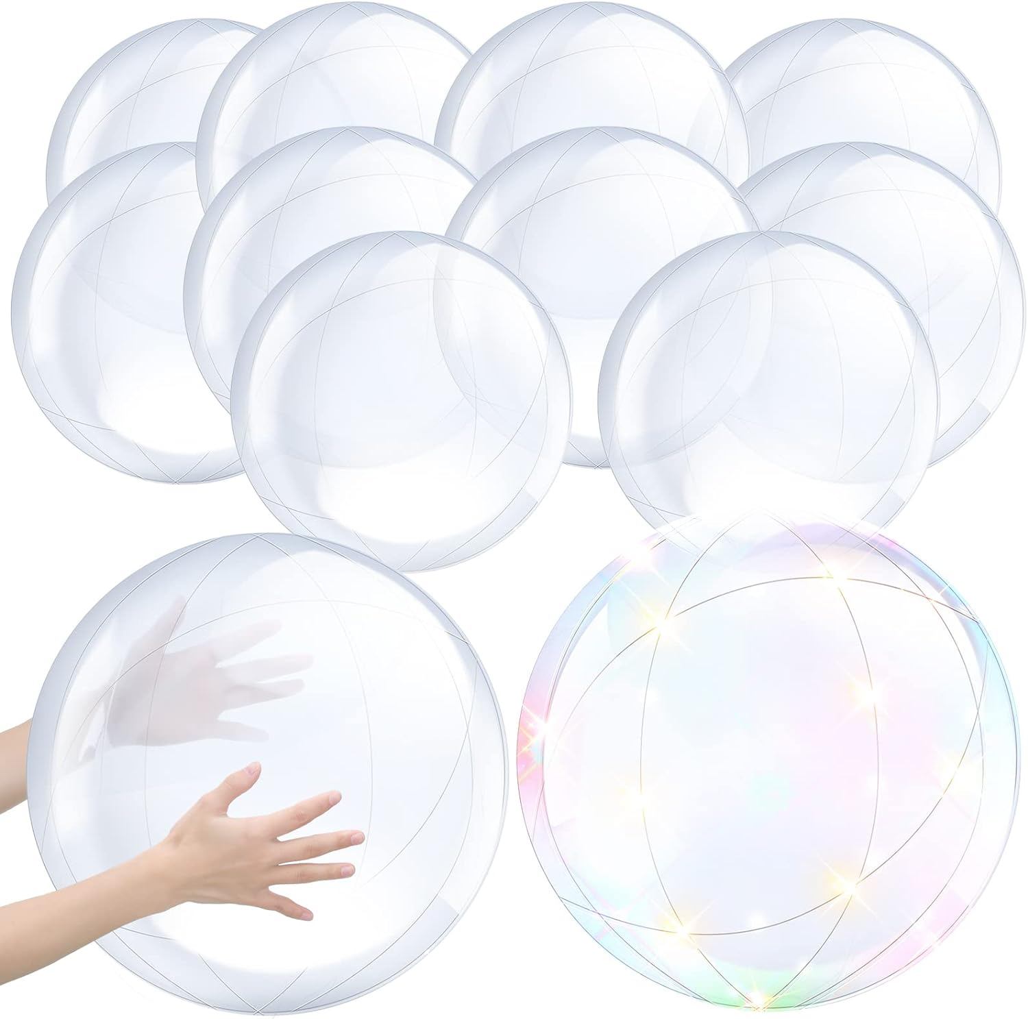 12 Pieces Inflatable Clear Beach Ball Inflatable Clear Balloons Transparent S... - Picture 2 of 14