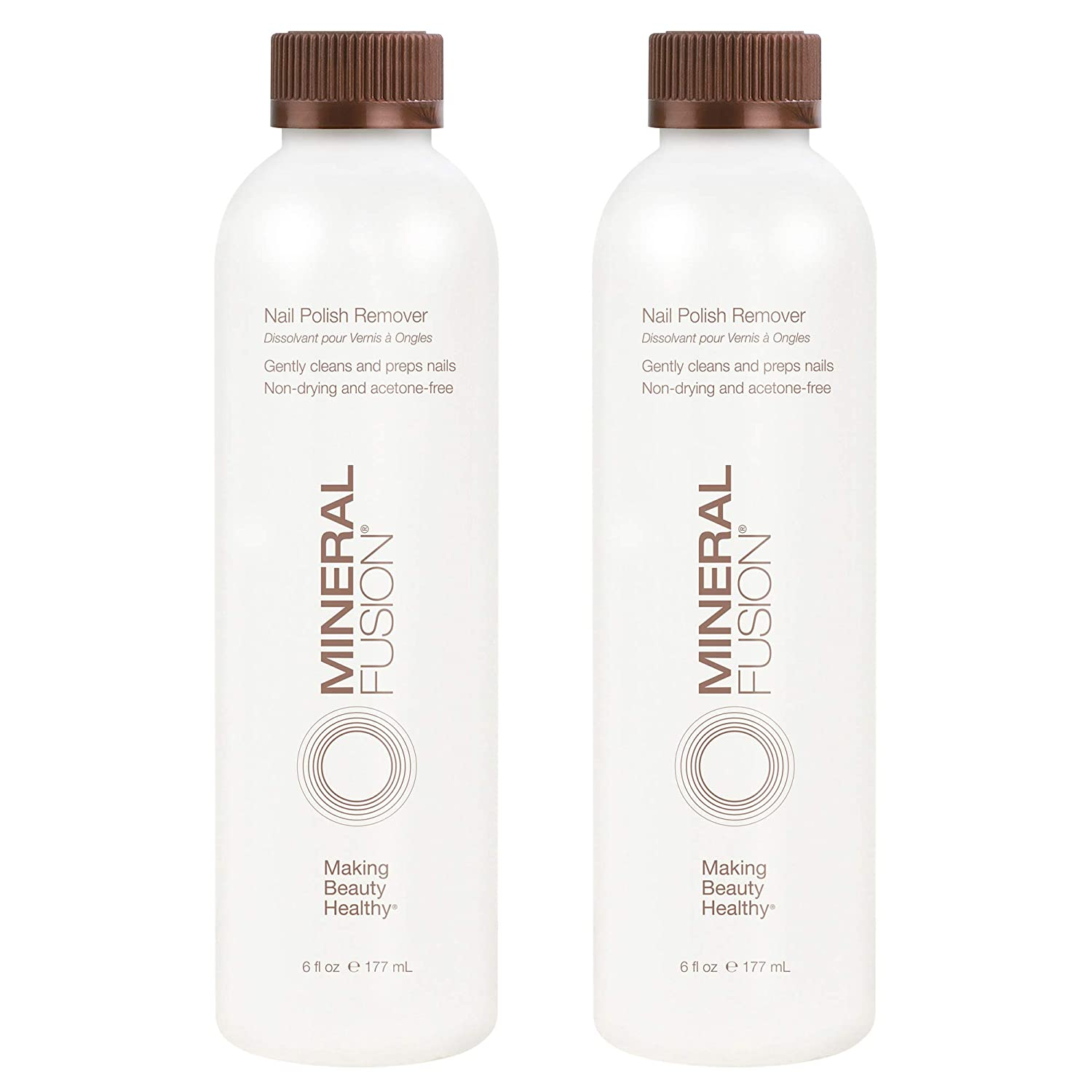 Acetone Free Nail Polish Remover, Gentle, Non-Drying, Regular & Gel Polish, 6 Fl Oz (2 Pack), Vegan & Cruelty-Free Nail Care for Women and Men