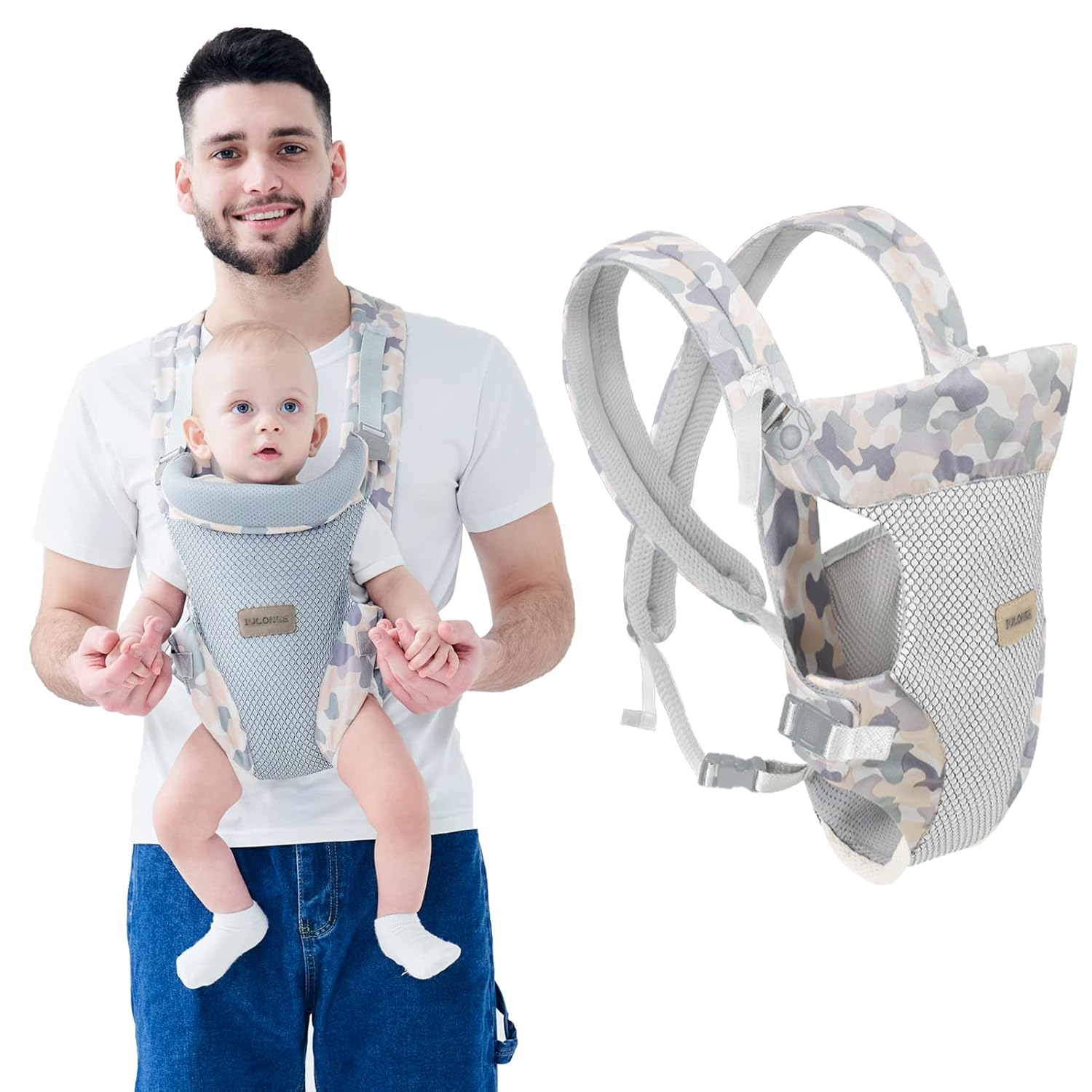 Baby Carrier, Embrace Cozy 4-In-1 Infant Carrier Ergonomic Adjustable Holder Portable Convertible Front and Back Backpack Carry for Infants Toddlers Babies Girl and Boy 7-45 Pounds (Gray)