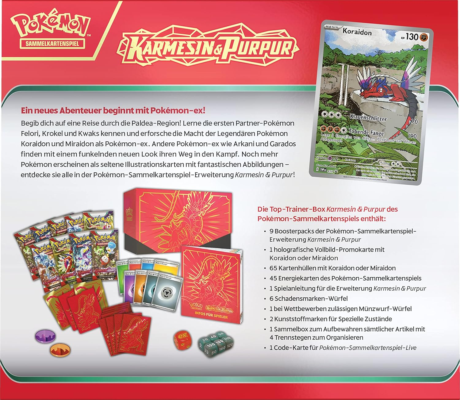 Pokémon - Trading Card Game: Top Trainer Box Crimson & Purple (Koraidon) (9 B... - Picture 5 of 13