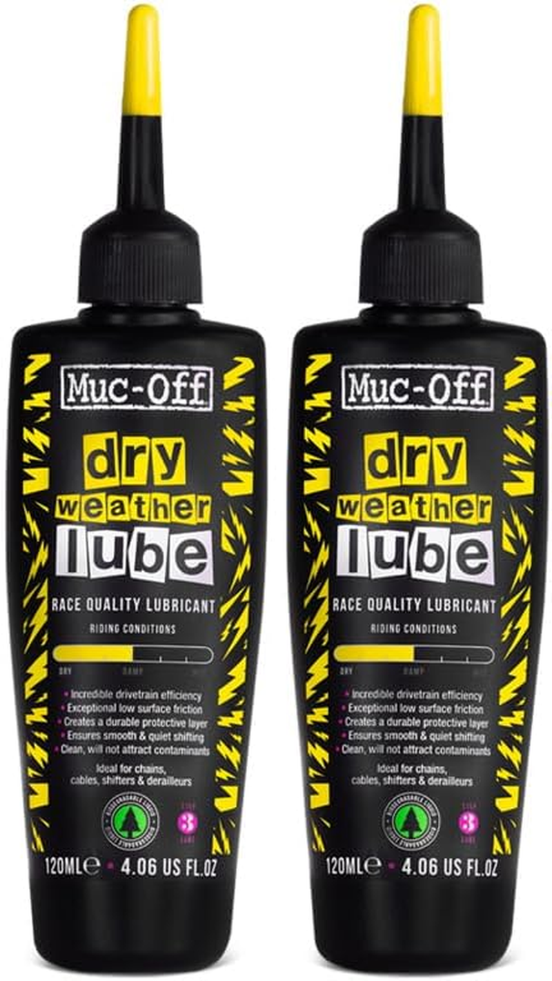 Muc-Off Dry Chain Lube Trocken Kettenöl Fahrrad 120 Ml, 2 Pack - Biologisch Abbaubares Schmierfett Kettenfett, Für Alle Arten Von Fahrrädern - Formuliert Für Trocke Wetterbedingungen