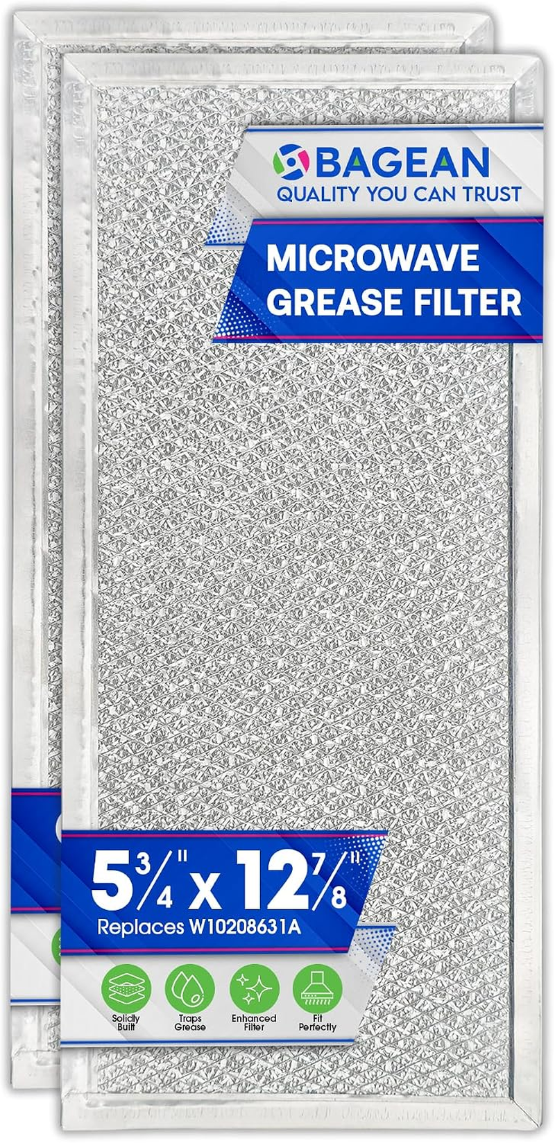 Replacement for Whirlpool W10208631A Microwave Grease Filter (2-Pack)