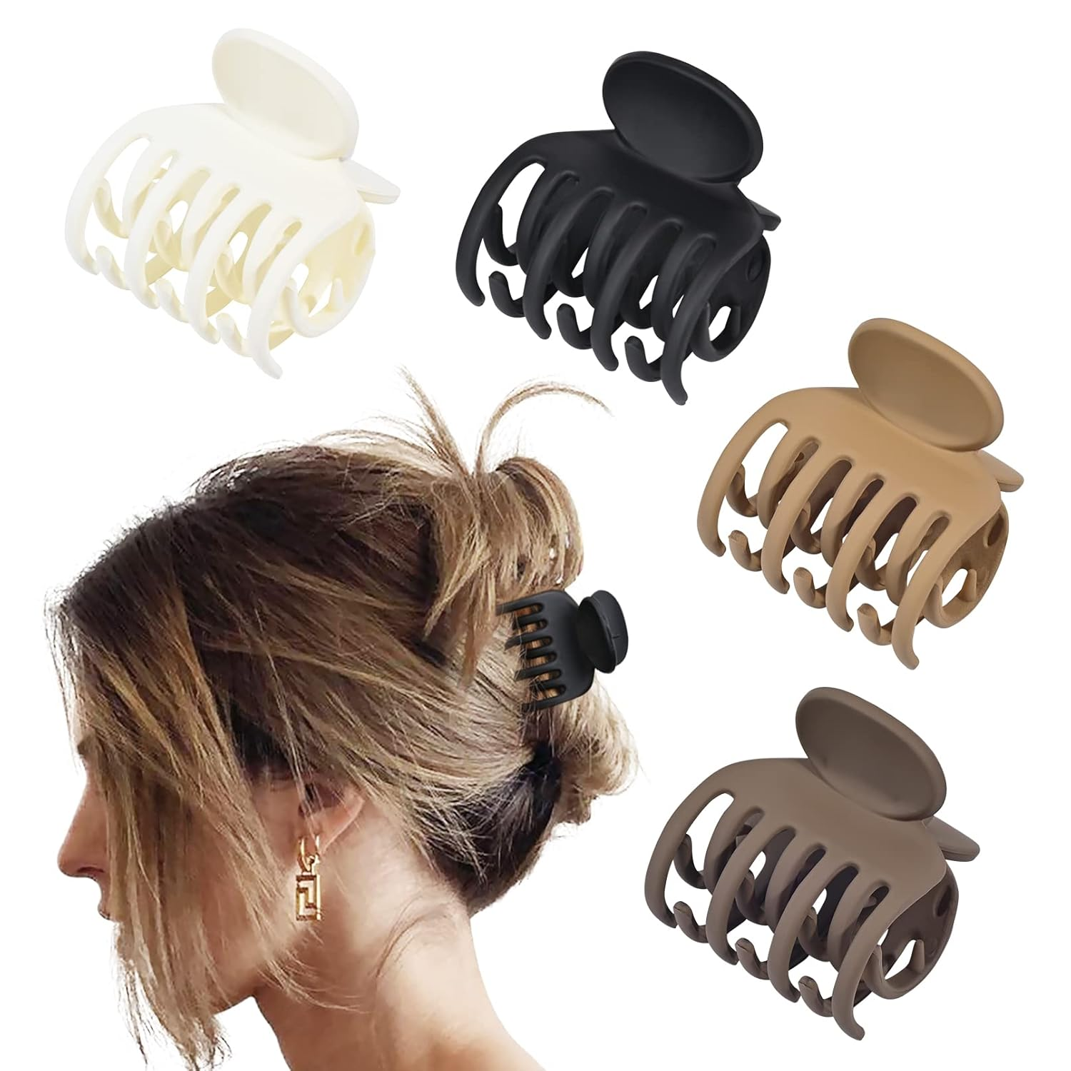 Double Row Teeth Hair Clips Small Claw Clips for Thin Hair 4 Pack 1.6