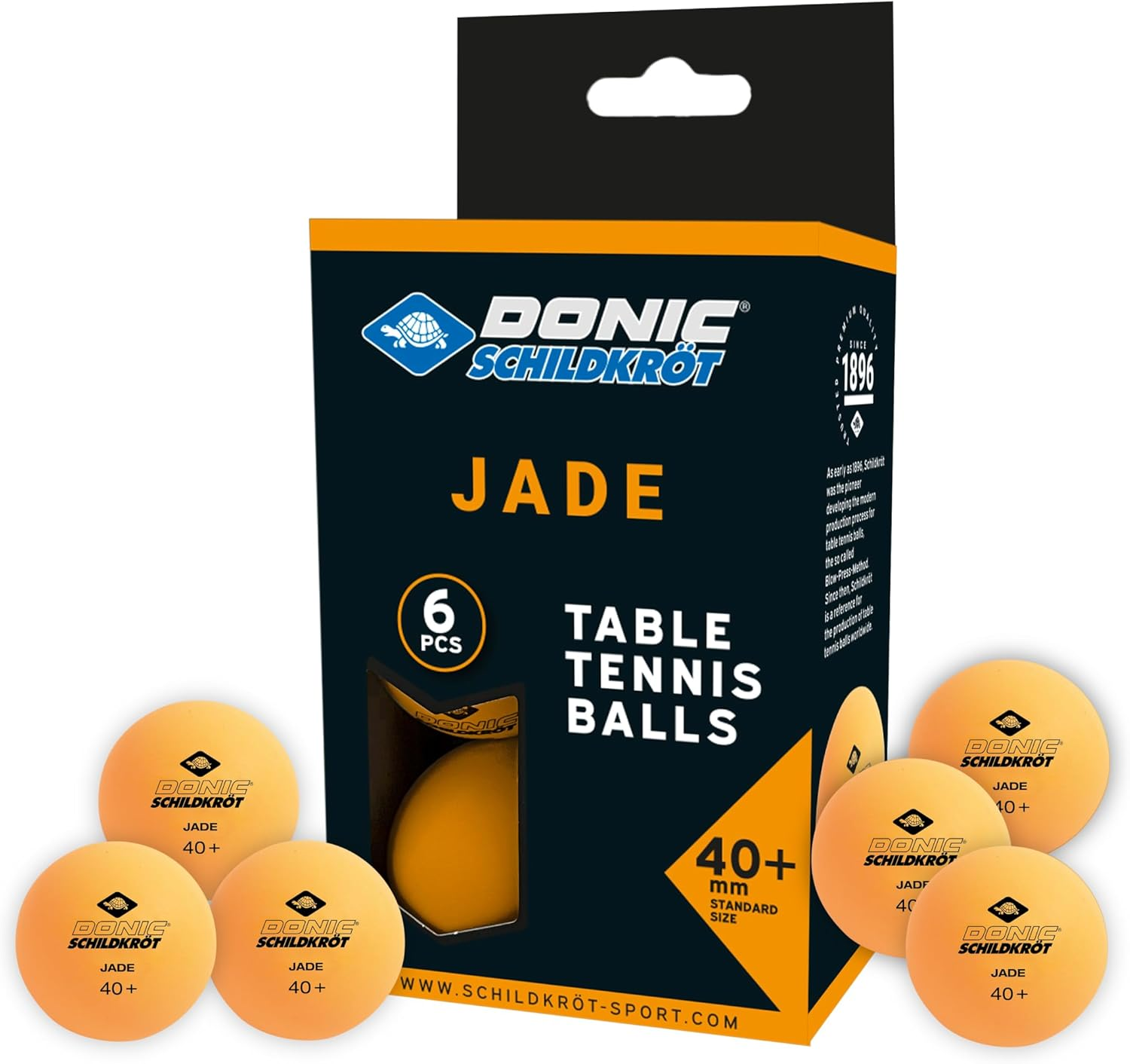 608509, Donic Pallina Da Ping Pong Jade, Qualità Poly 40+, Confezione Da 6, Arancione, 618378 Unisex Adulto