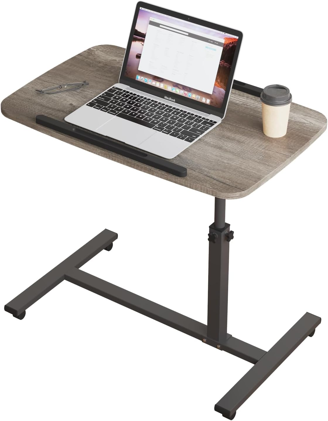 Adjustable Overbed Bedside Table with Wheels Hospital Bed Table Portable Computer Stands Movable Desk Computer Table for Bed Laptop Stand for Couch