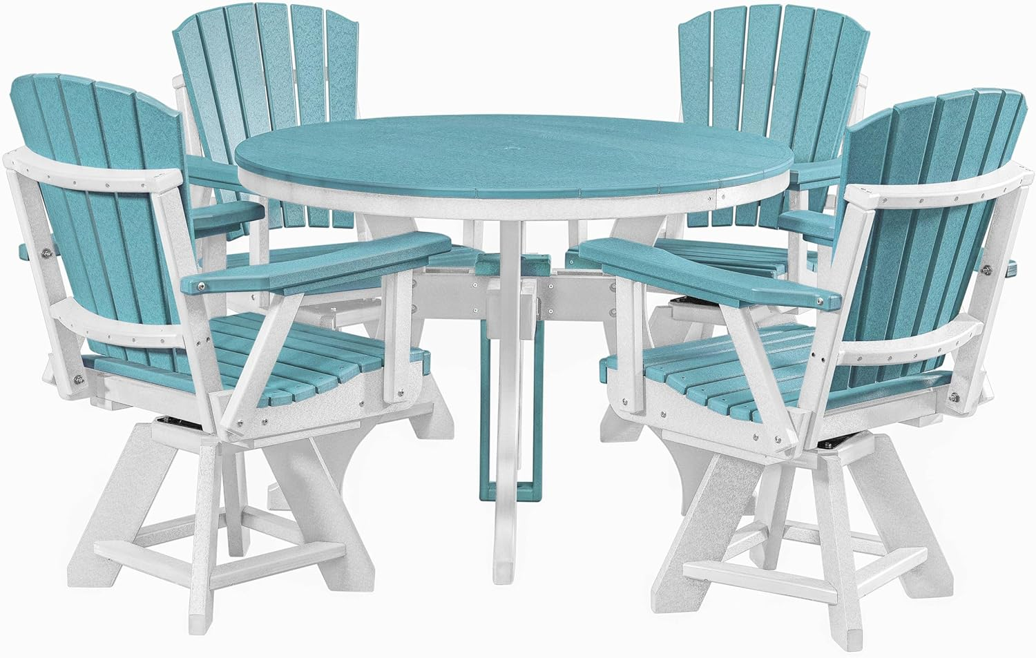 Five Piece round Dining Height Dining Set in Aruba Blue/White