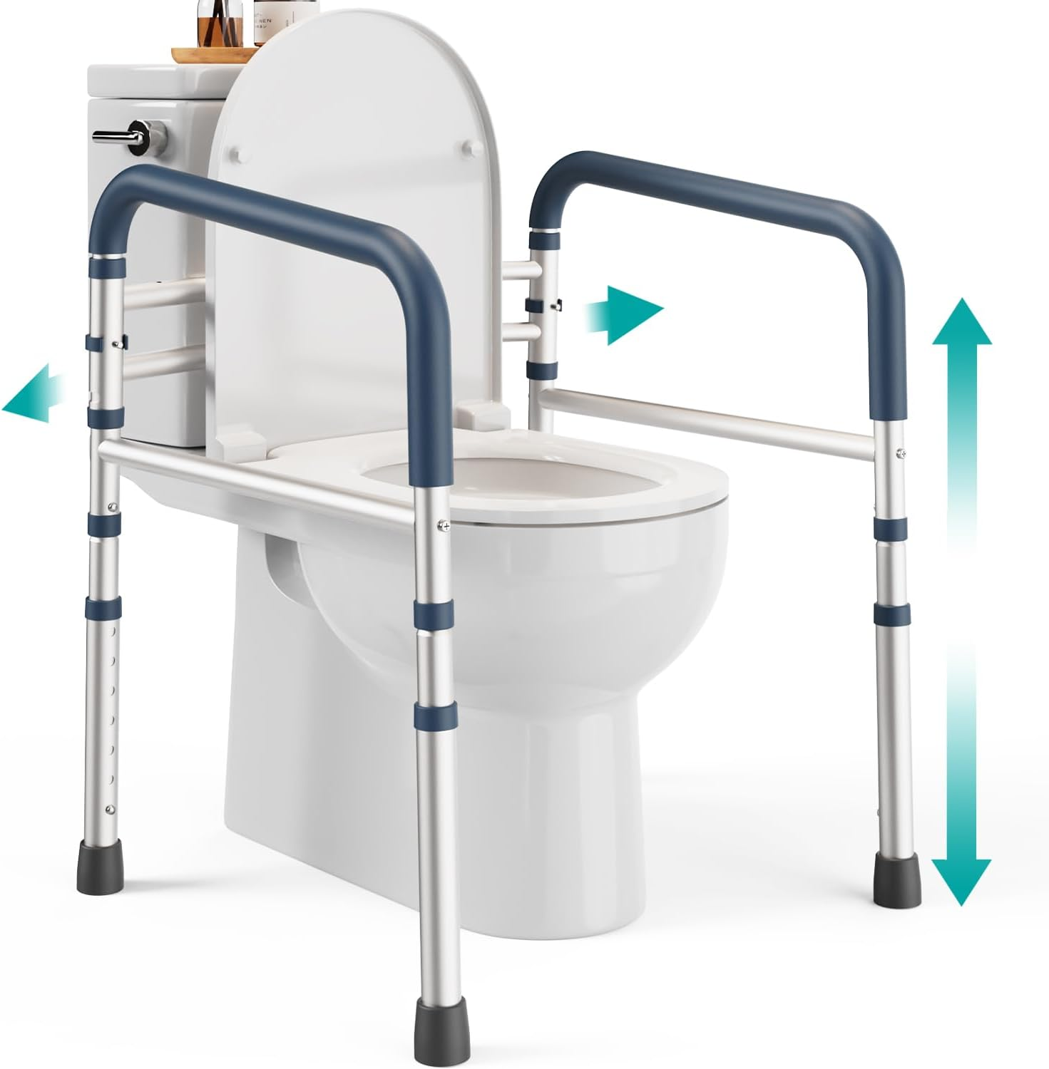 FSA/HSA Eligible - Toilet Safety Rails (350 Lb) - Adjustable Toilet Safety Frame & Rails, Toilet Safety Rail for Elderly Adults, Toilet Handles for Seniors, Toilet Bars for Elderly & Handicap
