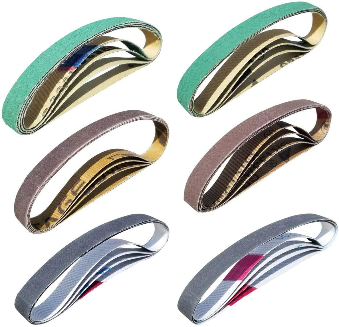 24 Pack 1/2" X 10" Replacement Knife Sharpener Sander Belt Kit for Work Sharp WSCMB Combo Knife Sharpener- 80/120/240/400/1000/1200 Grits Sanding Belt (0.5 X10 Inch)