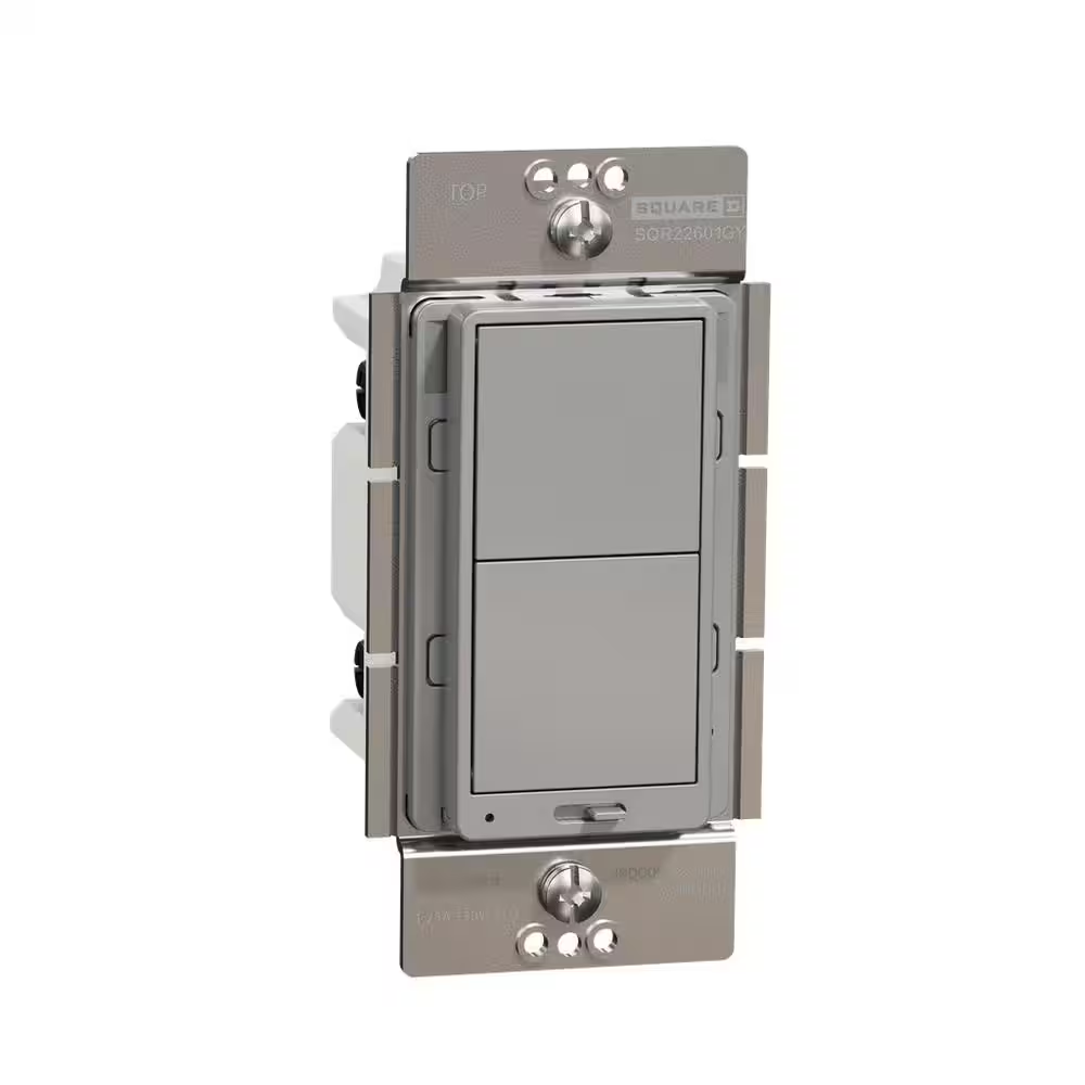 X Series 15 Amp 600-Watt Single-Pole/3-Way Rocker Dimmer Light Switch Back Wire Clamps Matte Gray