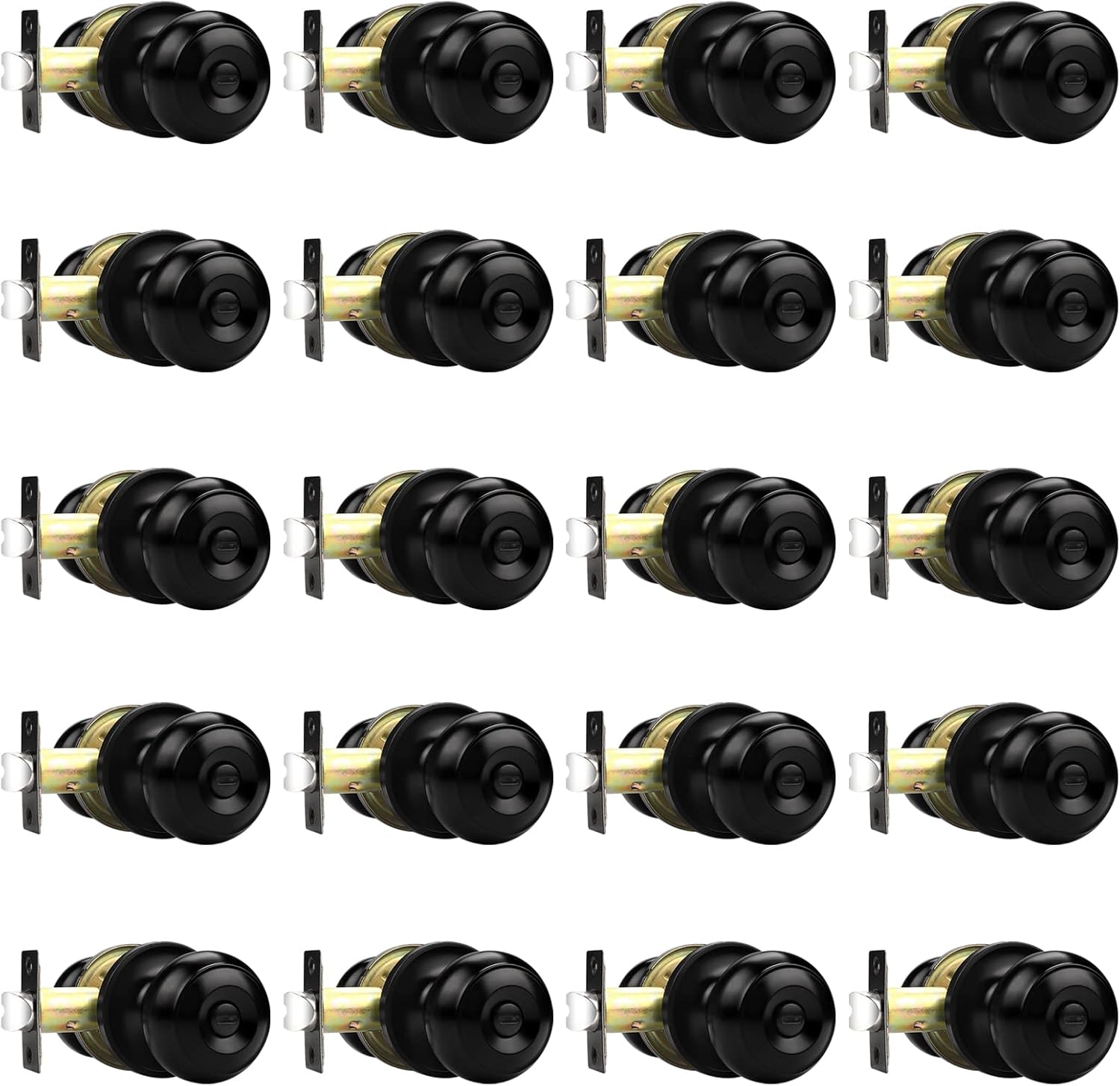 Black Door Knobs, Privacy Door Knob for Bathroom Bedroom, Interior Door Knob with Thumb Turning Locking Button, 20 Pack