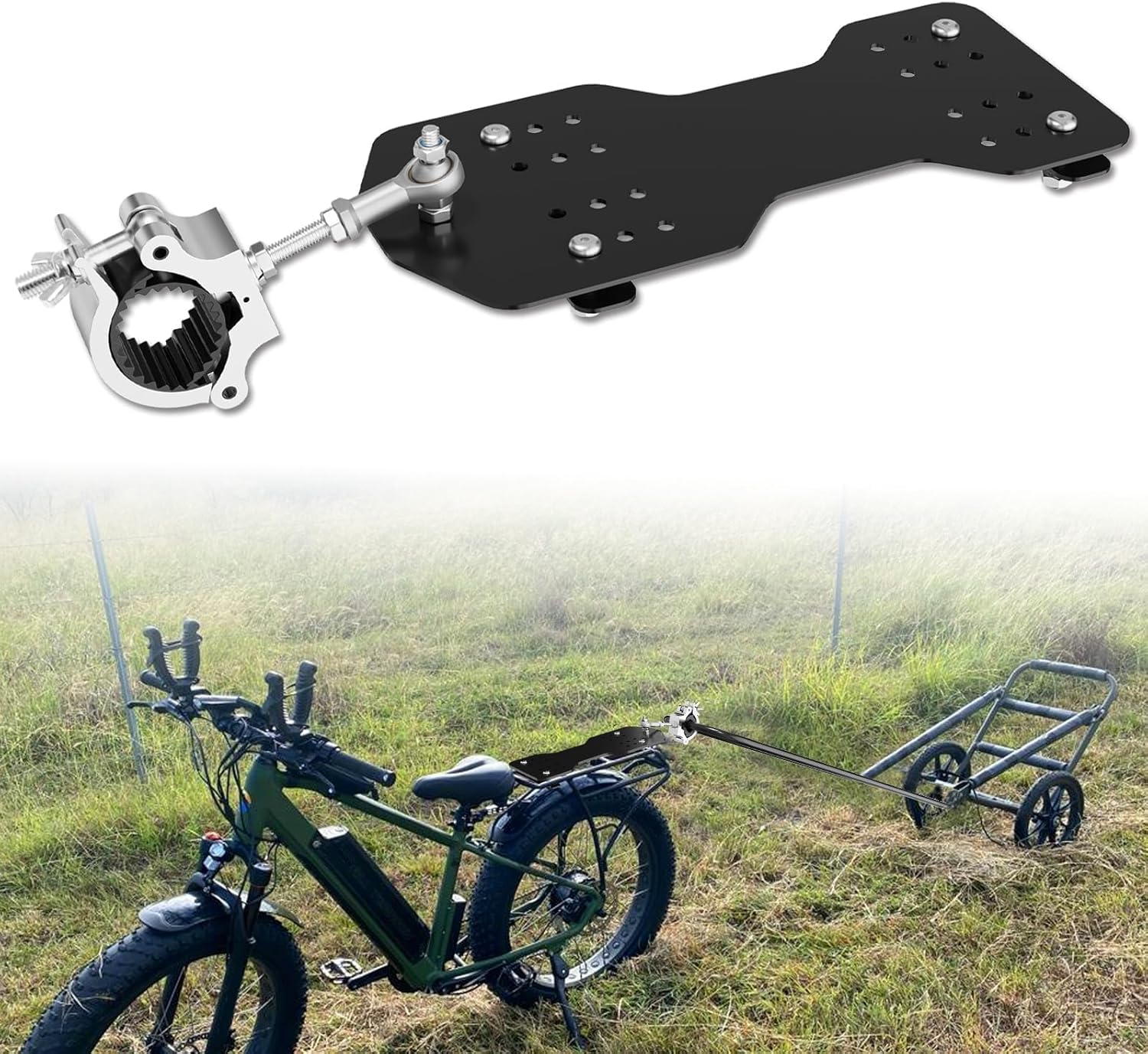 Universal Trailer Coupler Hitch for E-Bike & Bike, Heavy Cargo Connector | with Multi-Hole Fit & Quick Installation, Ideal for Camping, Shopping, and Pets