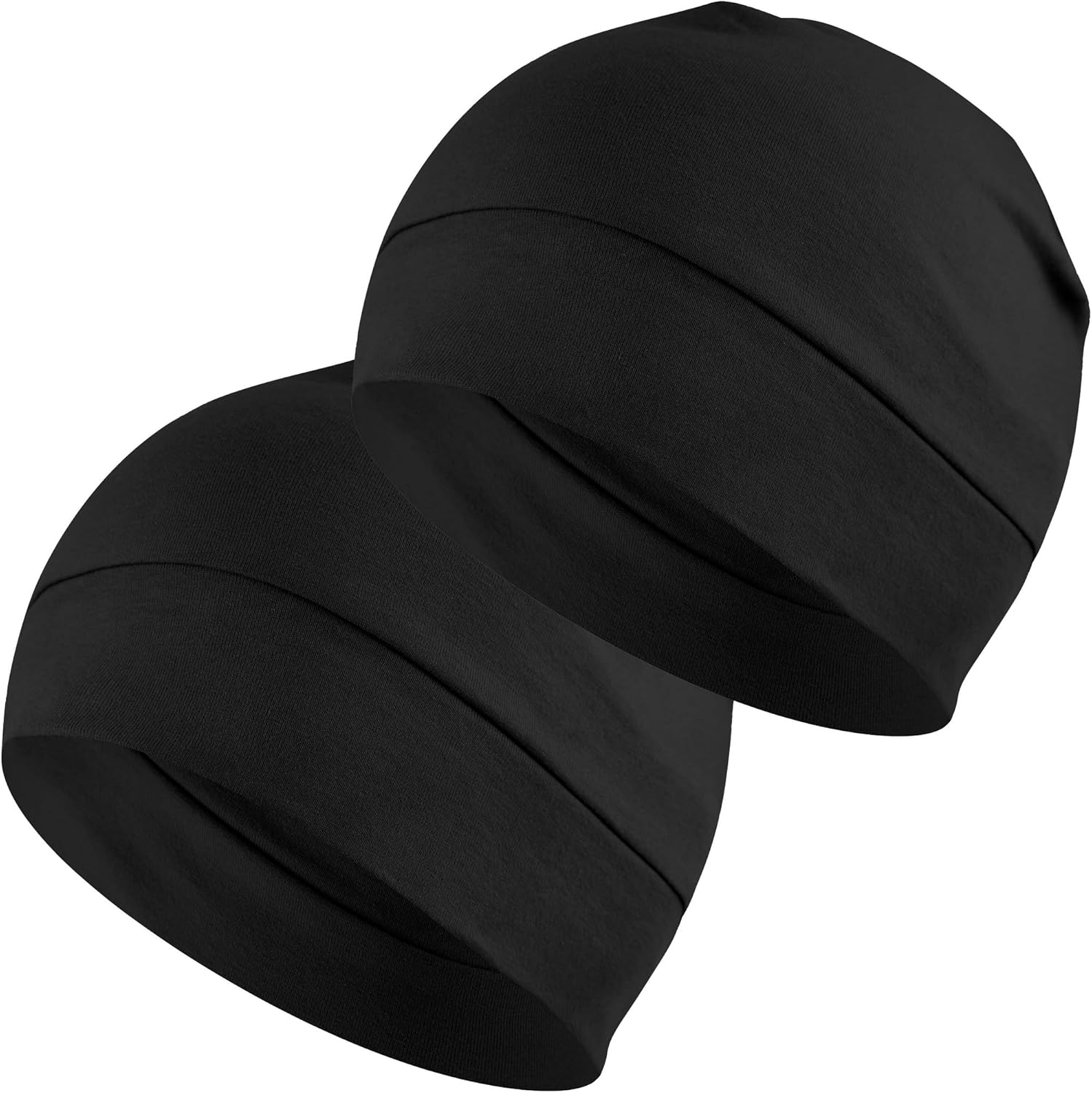 Headshion Cotton Skull Caps for Men Women,2-Pack Lightweight Beanie Sleep Hats Breathable Helmet Liner