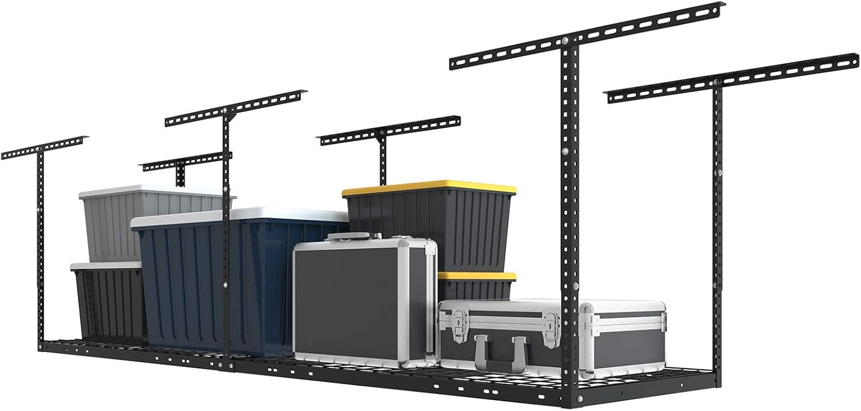 2X8 Garage Storage Rack, Adjustable Overhead Storage Organization System, Heavy Duty Metal Ceiling Rack, 400Lbs Weight Capacity, Black