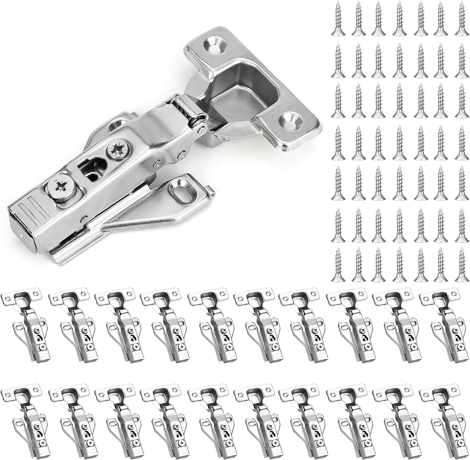 40 Pack Soft Close Hidden Cabinet Hinges, 3D Adjustable, 105 Degree