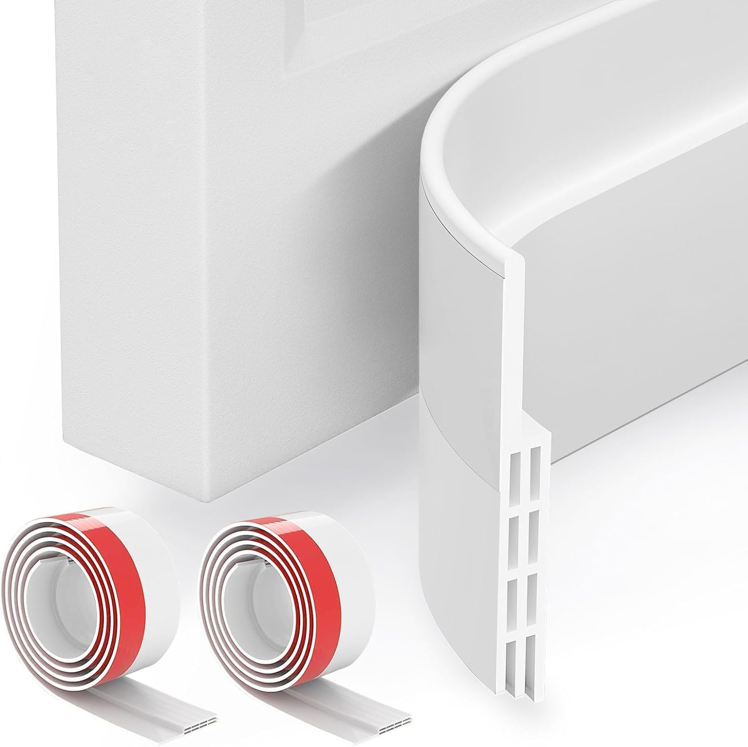 Grotheory 2 Pack Door Draft Stopper, under Door Sweep for Exterior & Interior Doors, Weather Stripping Door Seal, Garage Window Blocker Noise Cold Air Insulation, Draft Guard White 2