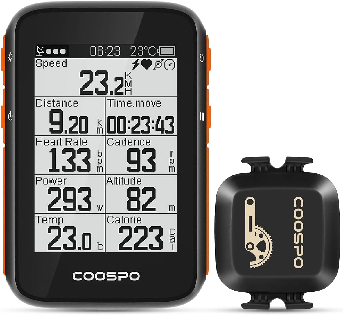 Bike Computer Wireless GPS, Bike Speedometer with Auto Backlight, Bluetooth ANT Cycling GPS Computer, Bicycle Computer BC200 with Waterproof, Compatible with ride App