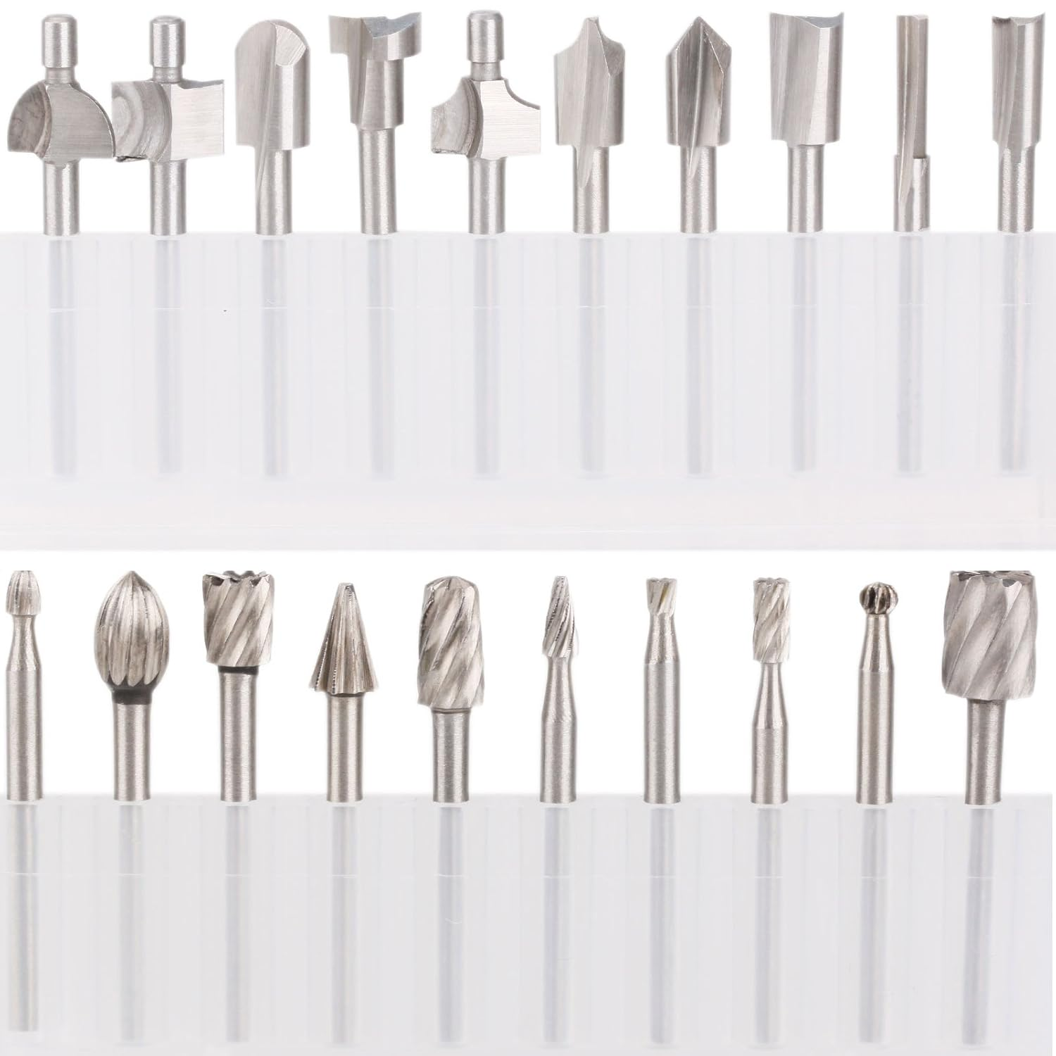 10Pc HSS Router Carbide Engraving Bits & 10Pcs Router Bit 1/8"(3Mm) Shank for Rotary Tools for DIY Woodworking, Carving, Engraving, Drilling