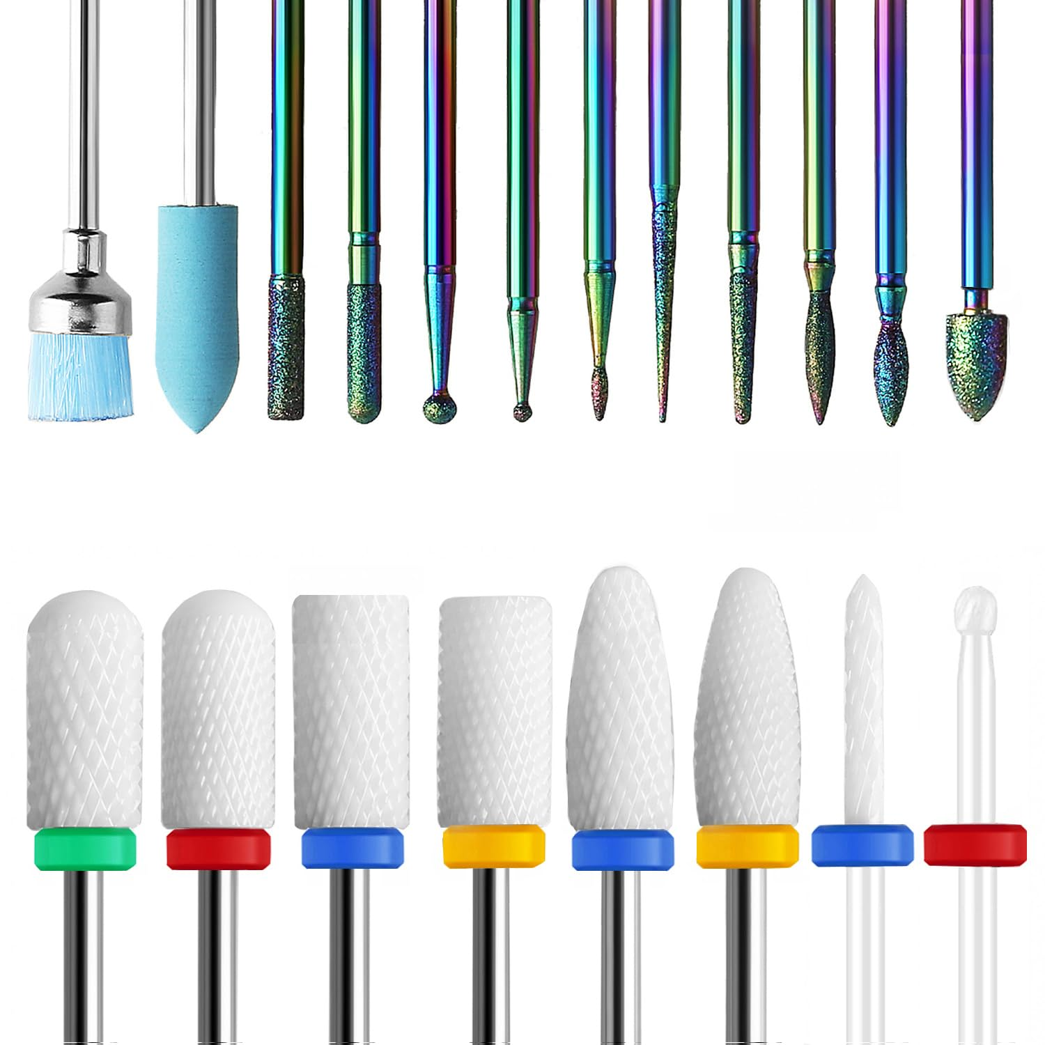Juego de 21 brocas para uñas, lima de uñas eléctrica para cutículas de diamante