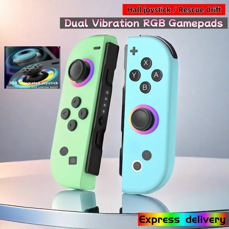 Joypad for Nintendo Switch Joy-Con, Dual Vibration RGB Gamepads, Non-Linear Controller