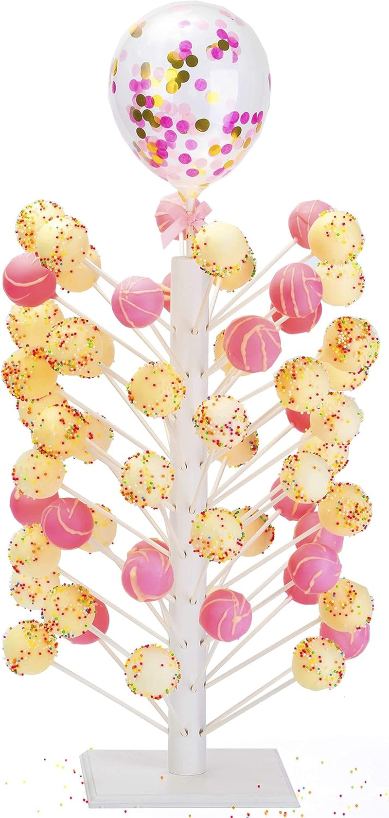 Wood Cake Pop Stand - 60 Hole Wooden Lollipop Holder Candy Table Display, Decorative Dessert Stand for Wedding Birthday Baby Shower Parties - Sturdy and Easy to Assemble