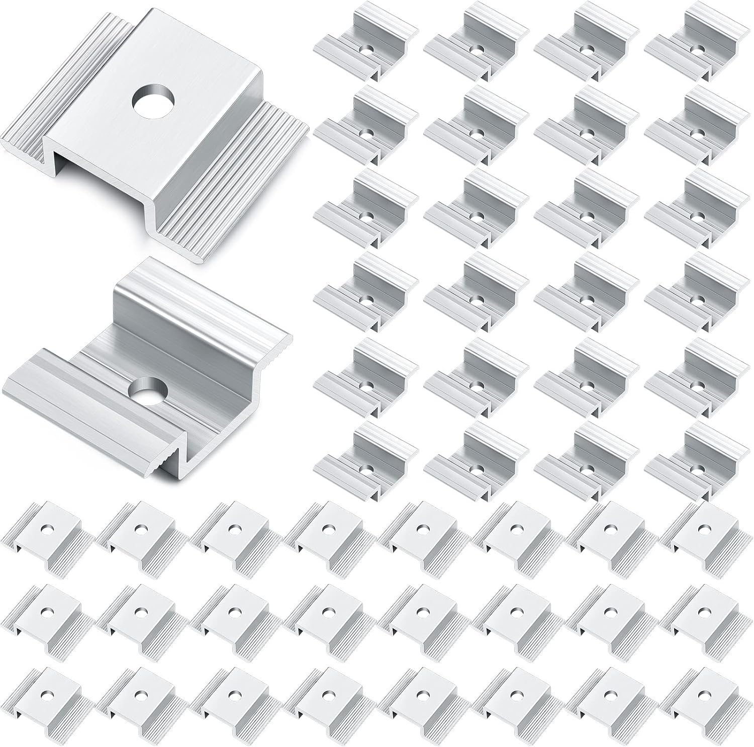 48 Pack Solar Panel Mid Clamps 1.06 Inch Solar Panel Bracket Aluminium Mounting Accessories Aluminum Solar Mid Clamp for Solar Panel Mounting Solar Panel Mid Clamp