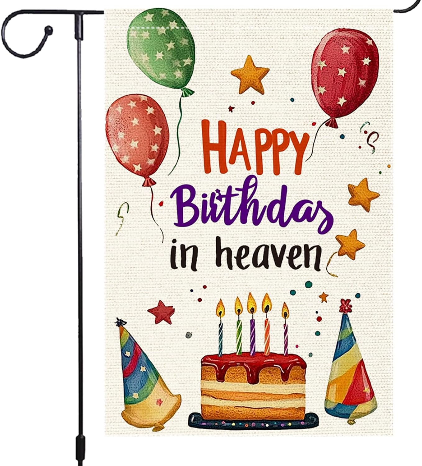 Memorial Birthday Garden Flag 12x18 Double-Sided Burlap Heaven Decor