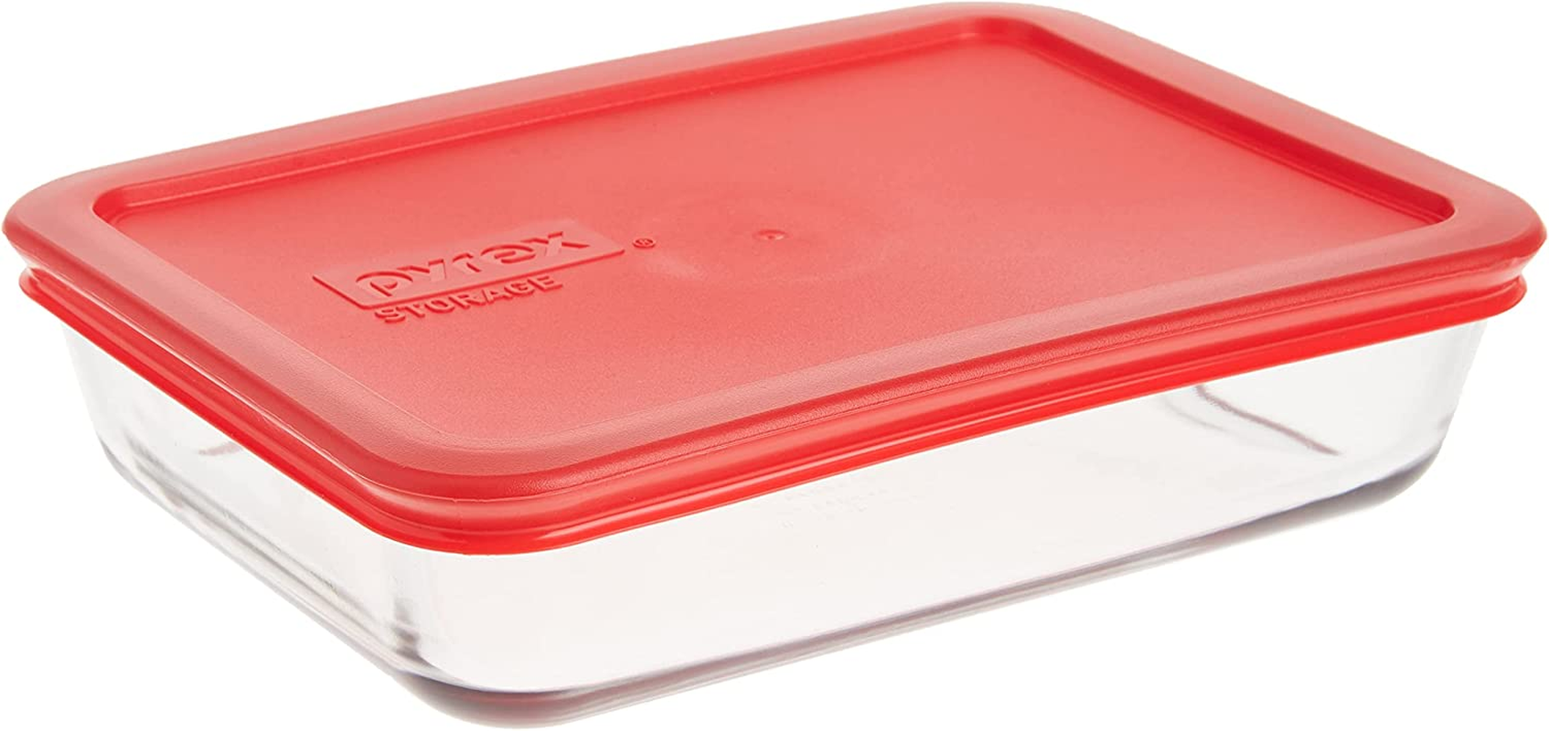 3-Cup Single Rectangular Glass Food Storage Container with Lid, Non-Toxic, Bpa-Free Lid, Tempered Non-Pourous Glass, Microwave, Dishwasher, Freezer and Oven Safe, Red